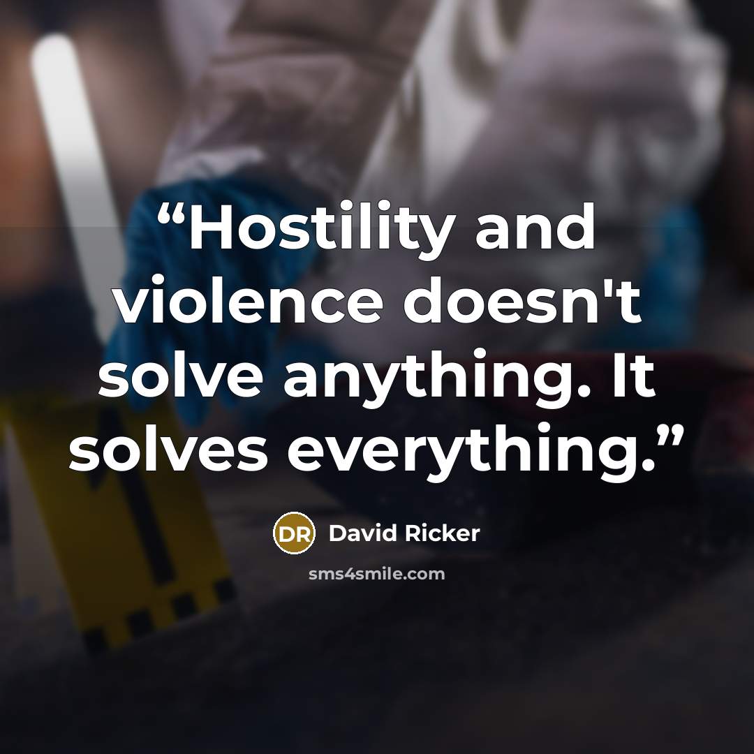 “Hostility and violence doesn't solve anything. It solves everything.” quote by David Ricker