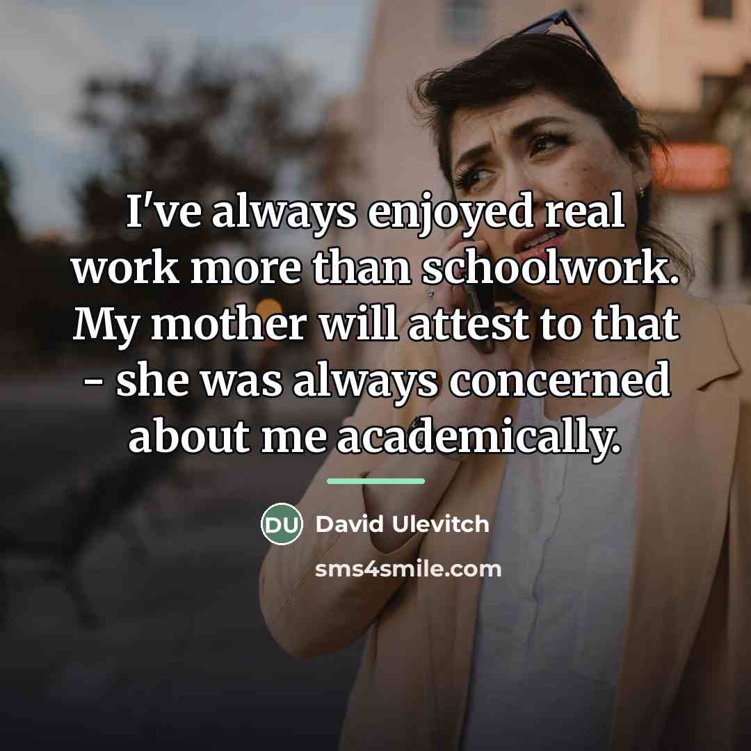 “I've always enjoyed real work more than schoolwork. My mother…” quote by David Ulevitch
