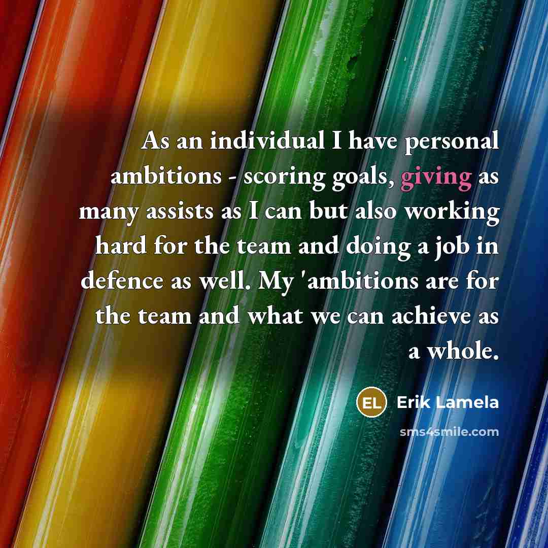 “As an individual I have personal ambitions - scoring goals,…” quote by Erik Lamela