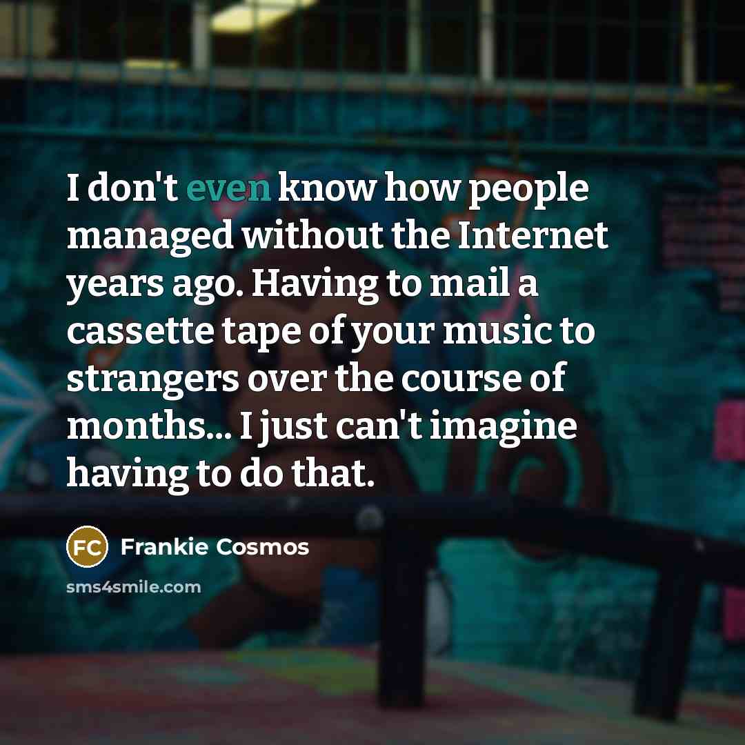 “I don't even know how people managed without the Internet…” quote by Frankie Cosmos