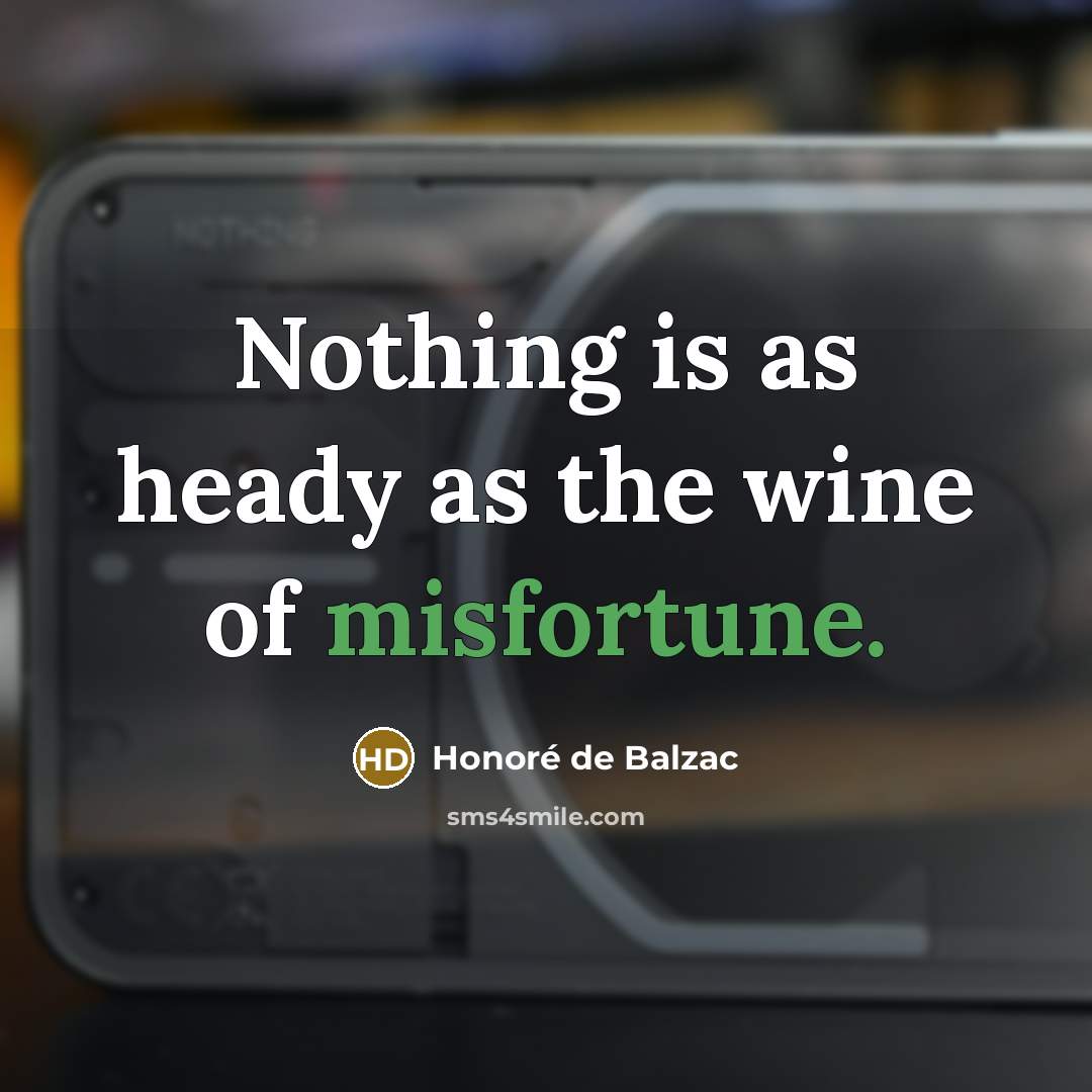 “Nothing is as heady as the wine of misfortune.” quote by Honore de Balzac