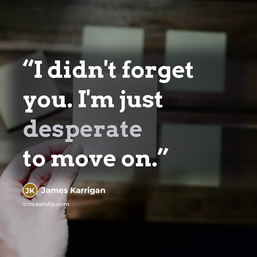 “I didn't forget you. I'm just desperate to move on.” quote by James Karrigan