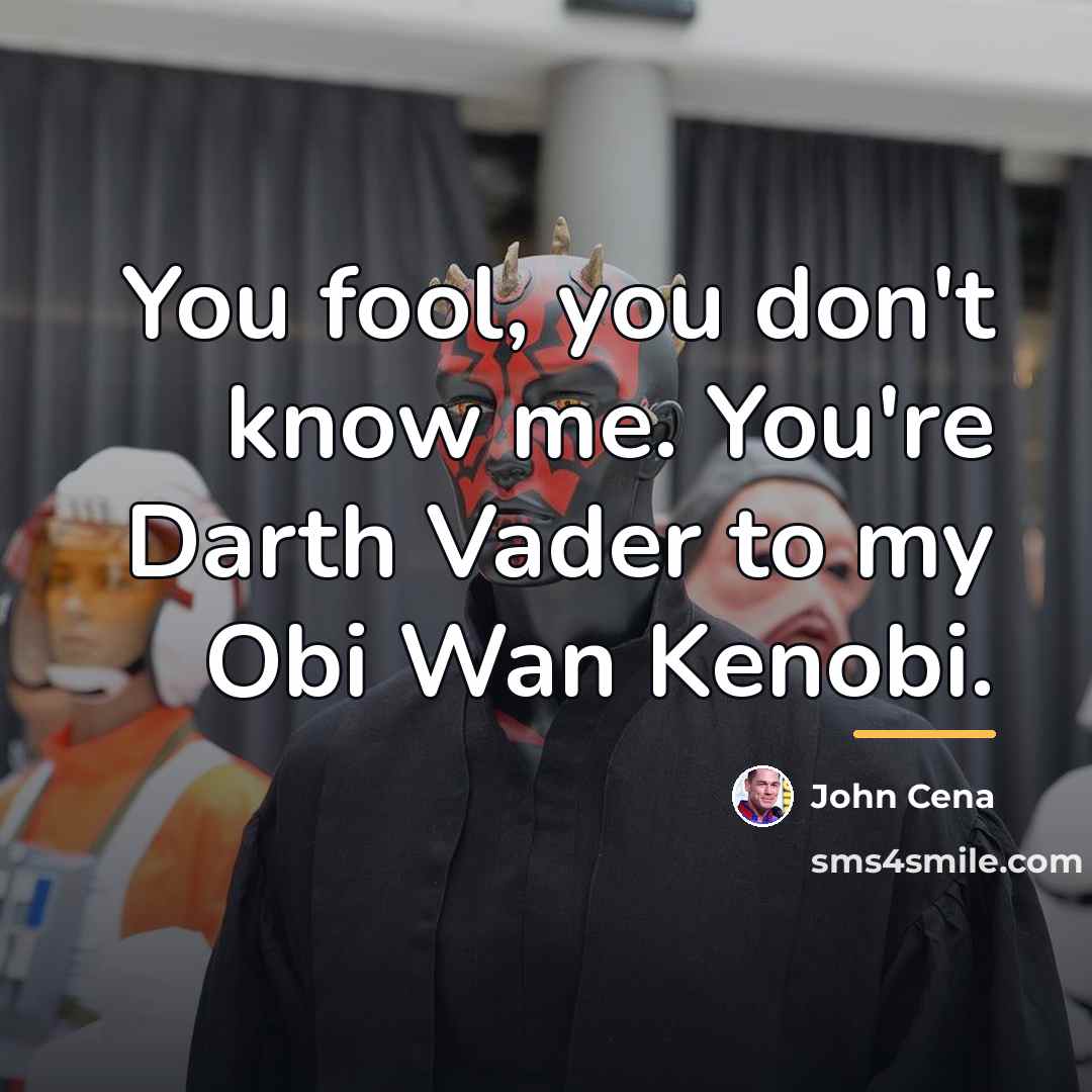 “You fool, you don't know me. You're Darth Vader to…” quote by John Cena