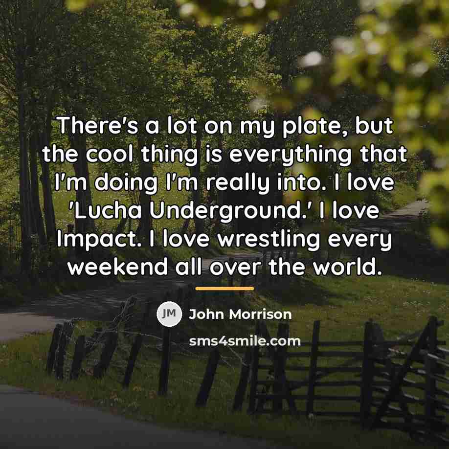 “There's a lot on my plate, but the cool thing…” quote by John Morrison