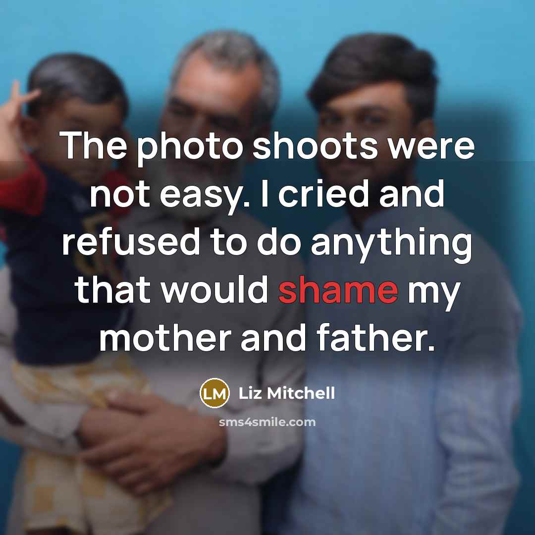“The photo shoots were not easy. I cried and refused…” quote by Liz Mitchell