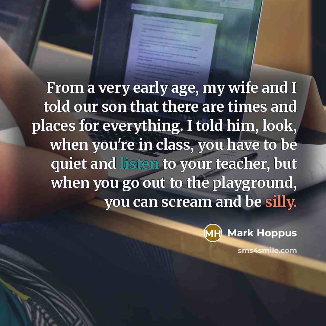 “From a very early age, my wife and I told…” quote by Mark Hoppus