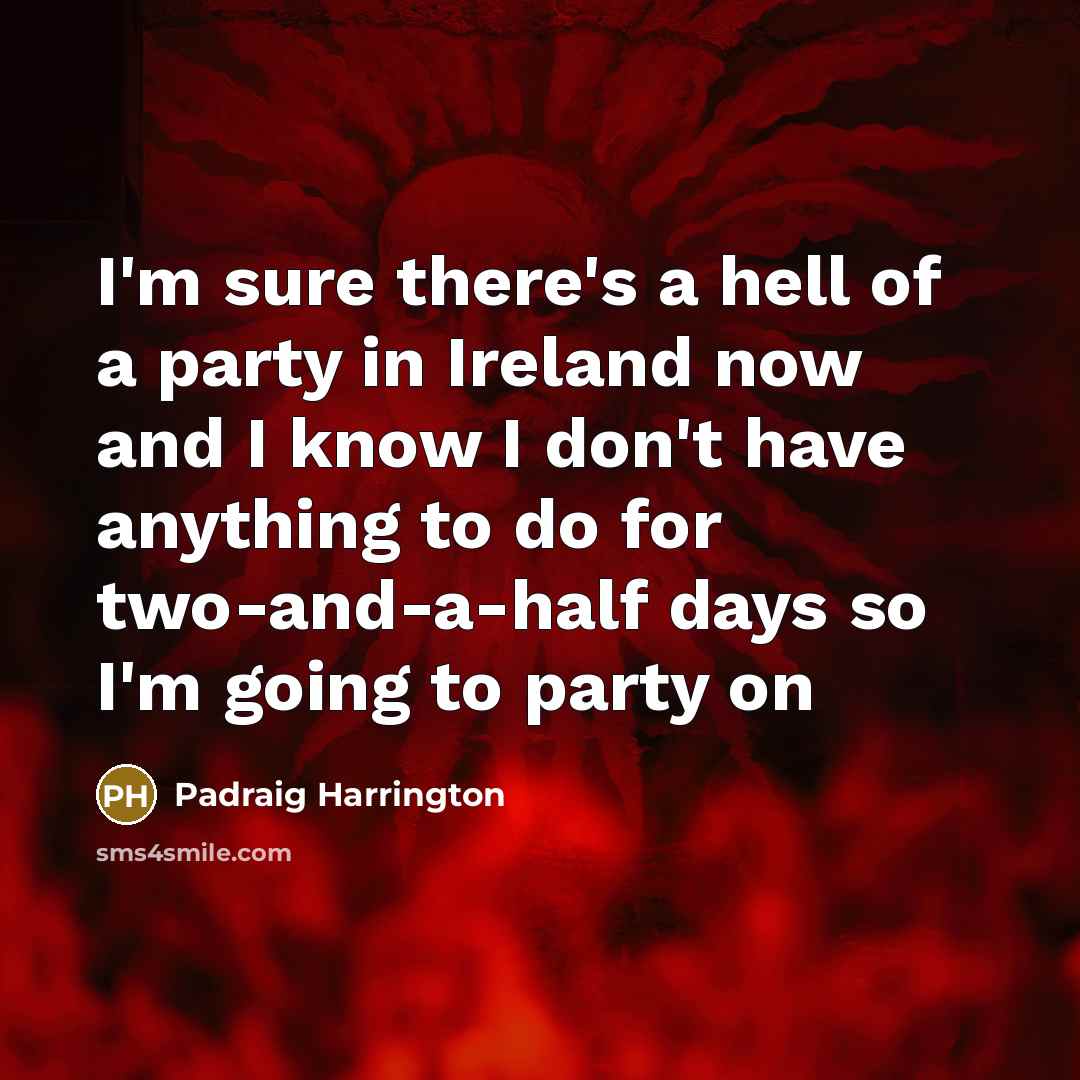 “I'm sure there's a hell of a party in Ireland…” quote by Padraig Harrington