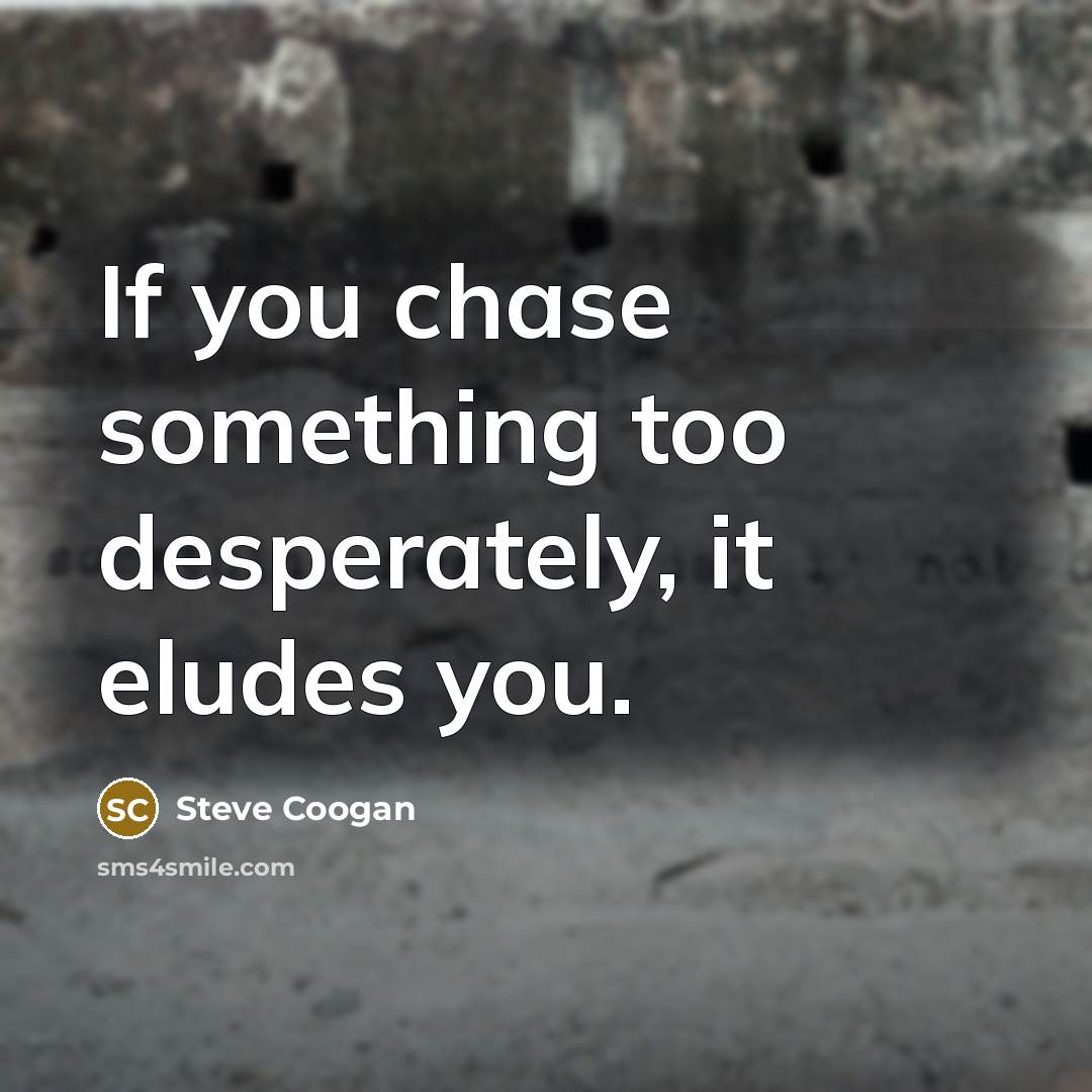 “If you chase something too desperately, it eludes you.…” quote by Steve Coogan