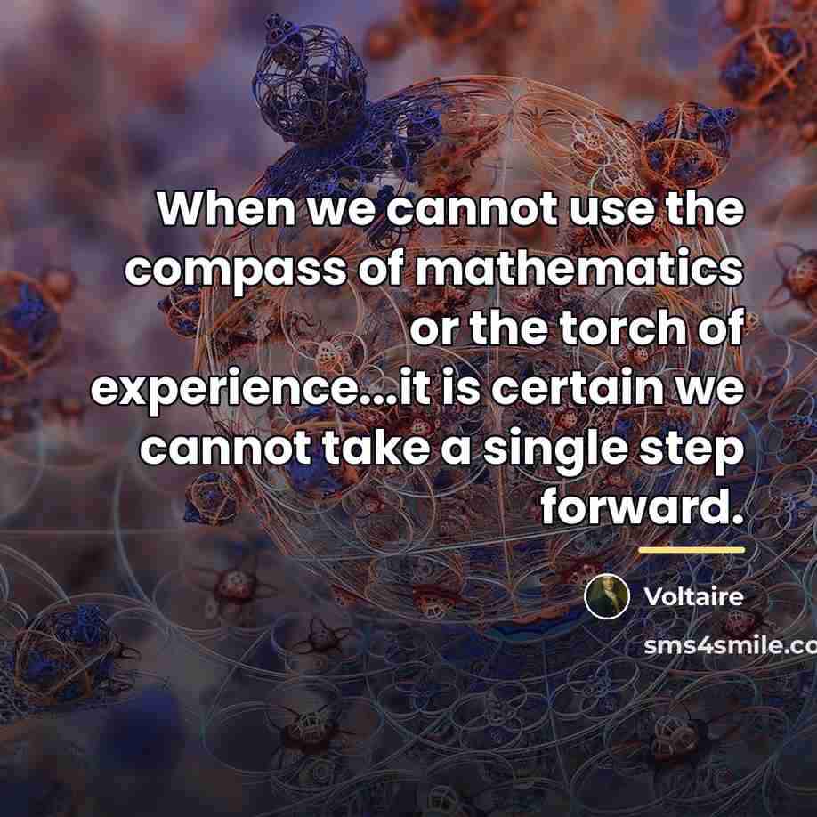 “When we cannot use the compass of mathematics or the…” quote by Voltaire