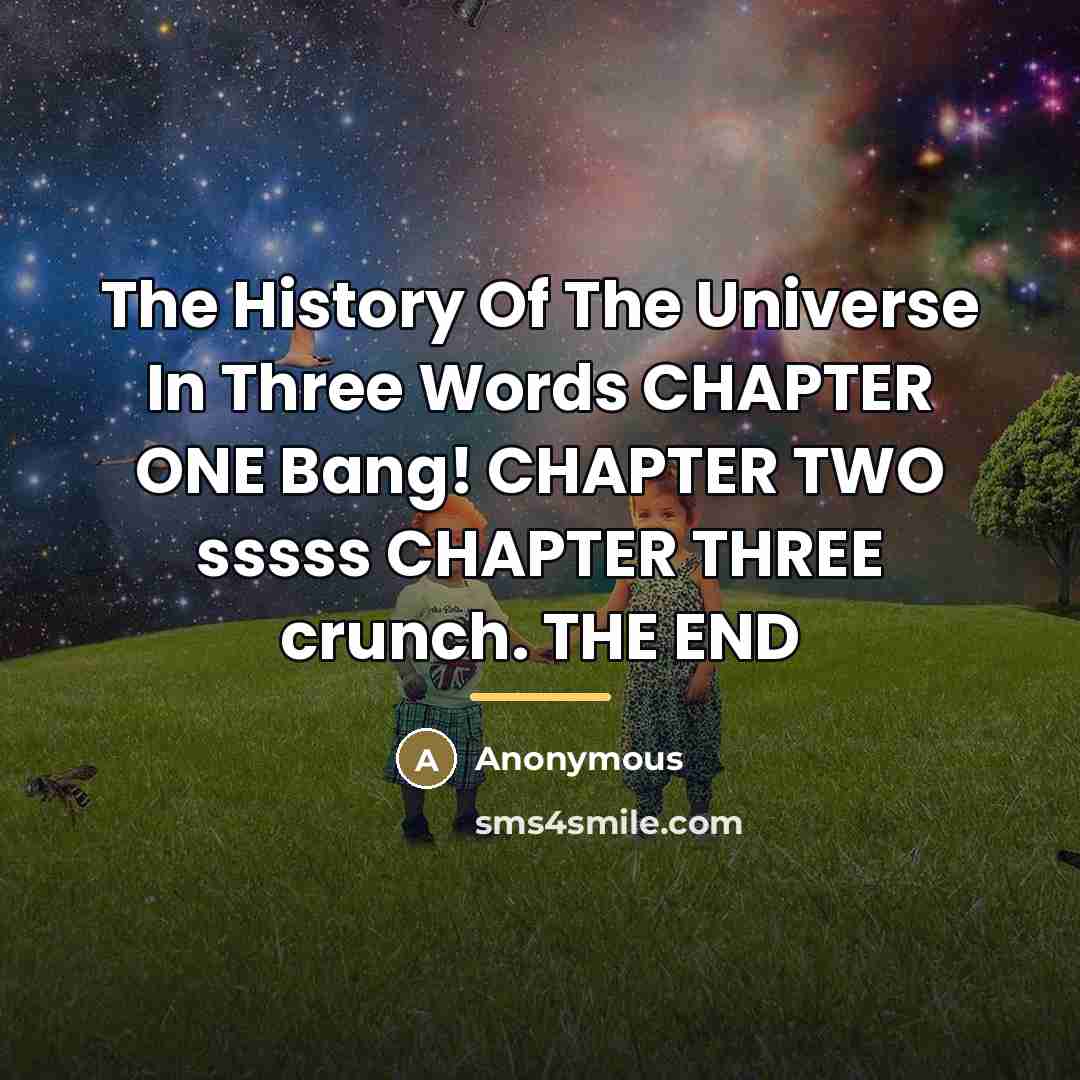 “The History Of The Universe In Three Words CHAPTER ONE…” quote by Anonymous