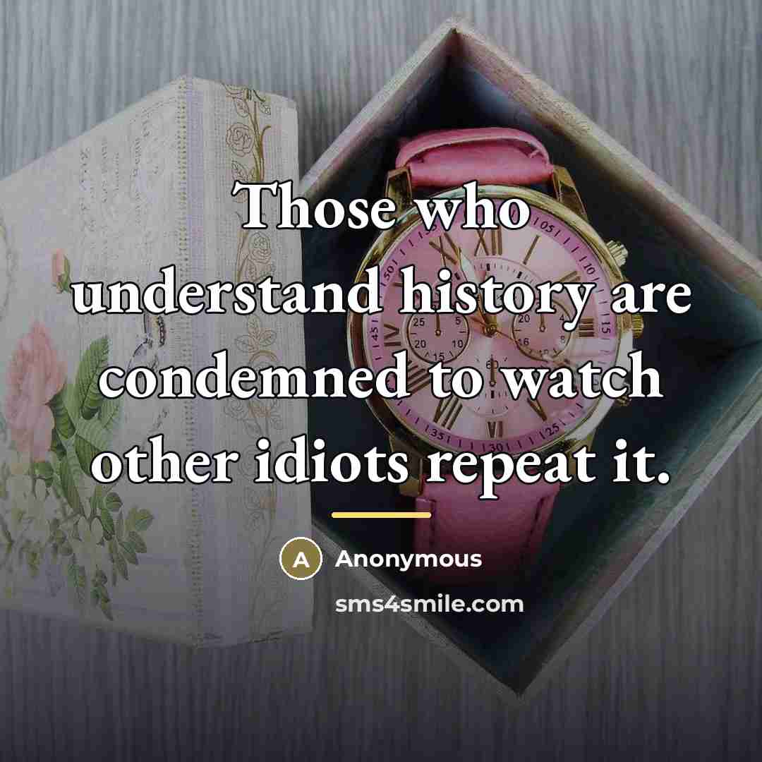 “Those who understand history are condemned to watch other idiots…” quote by Anonymous