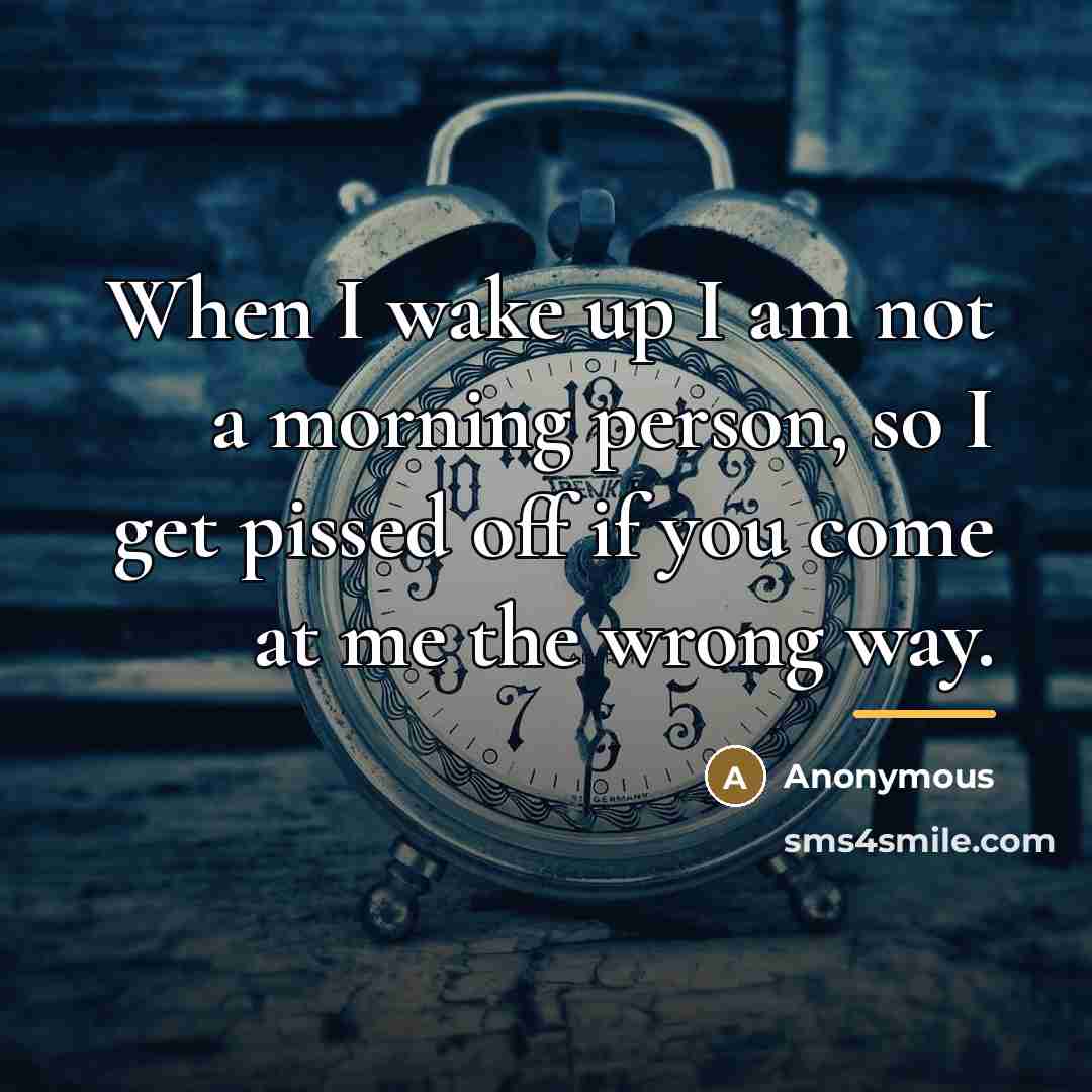 “When I wake up I am not a morning person,…” quote by Anonymous