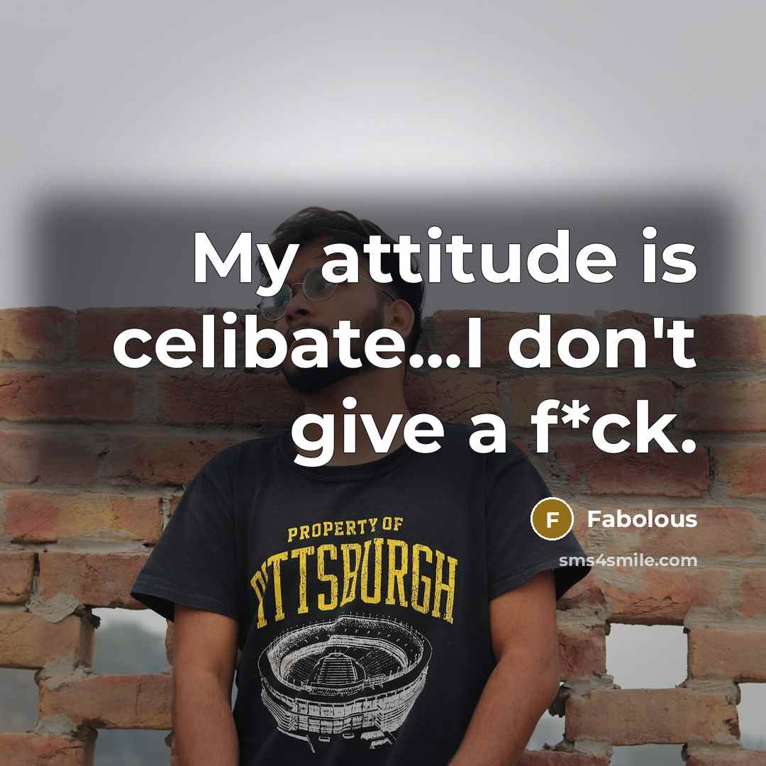 “My attitude is celibate...I don't give a f*ck.” quote by Fabolous