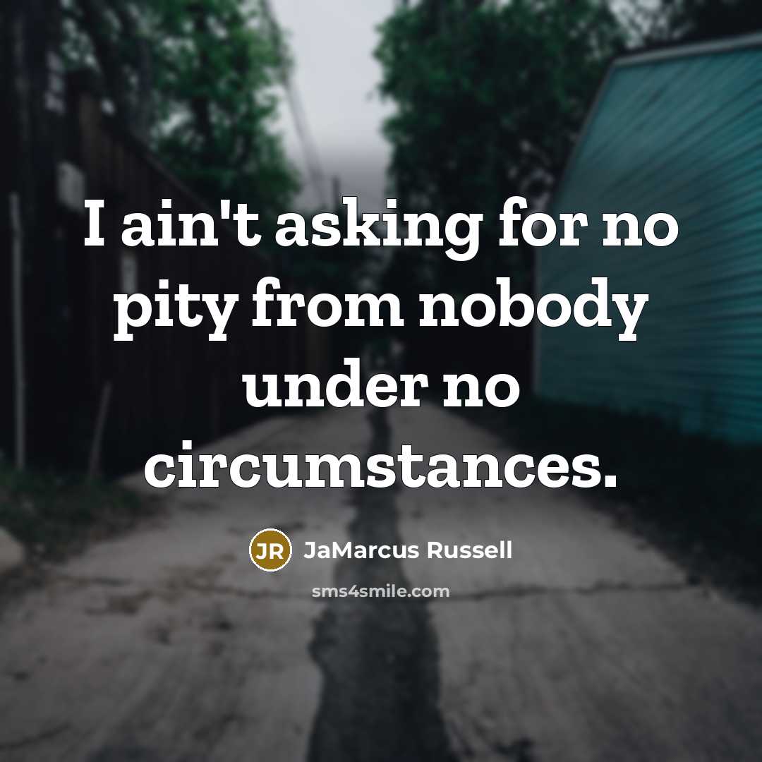 “I ain't asking for no pity from nobody under no…” quote by JaMarcus Russell