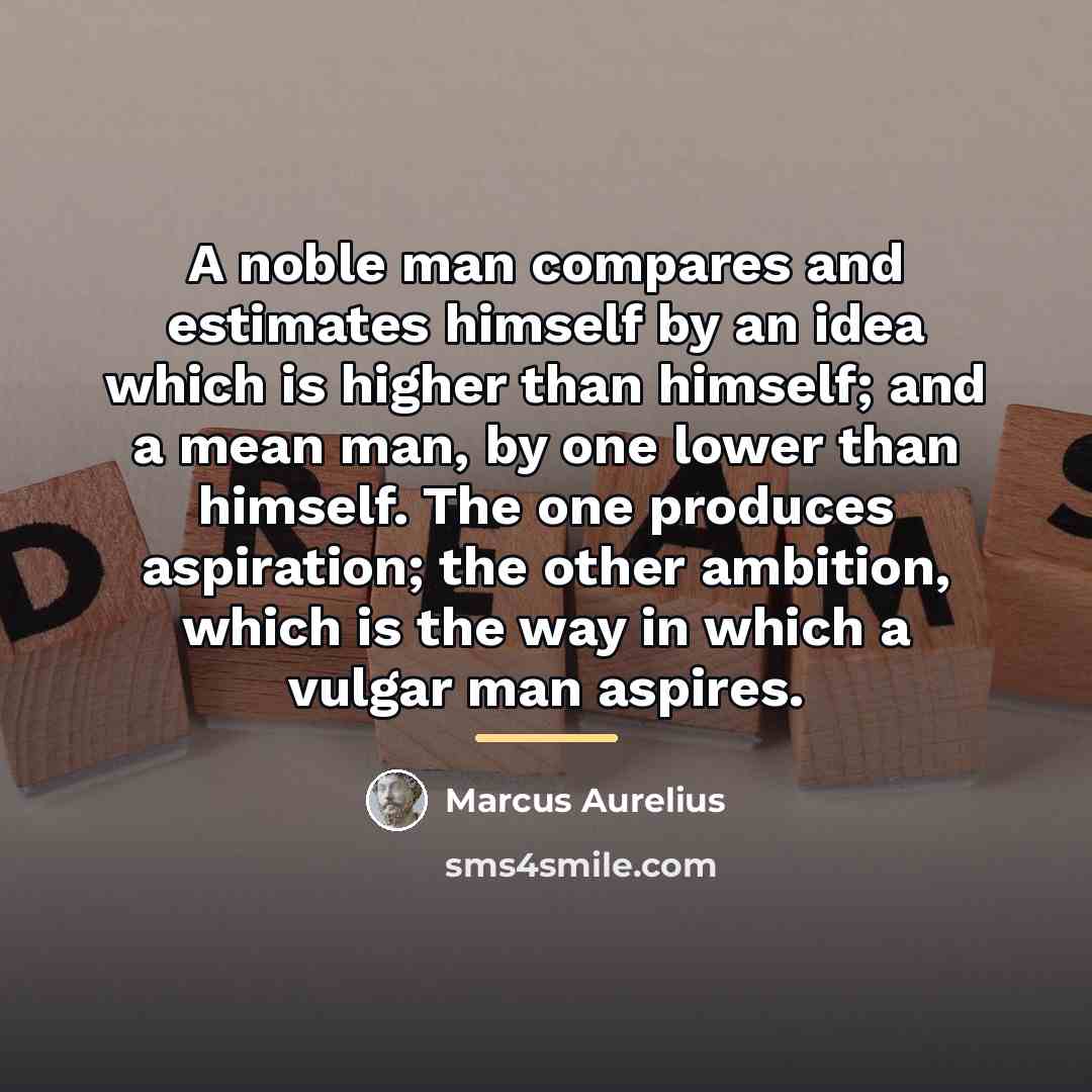 “A noble man compares and estimates himself by an idea…” quote by Marcus Aurelius