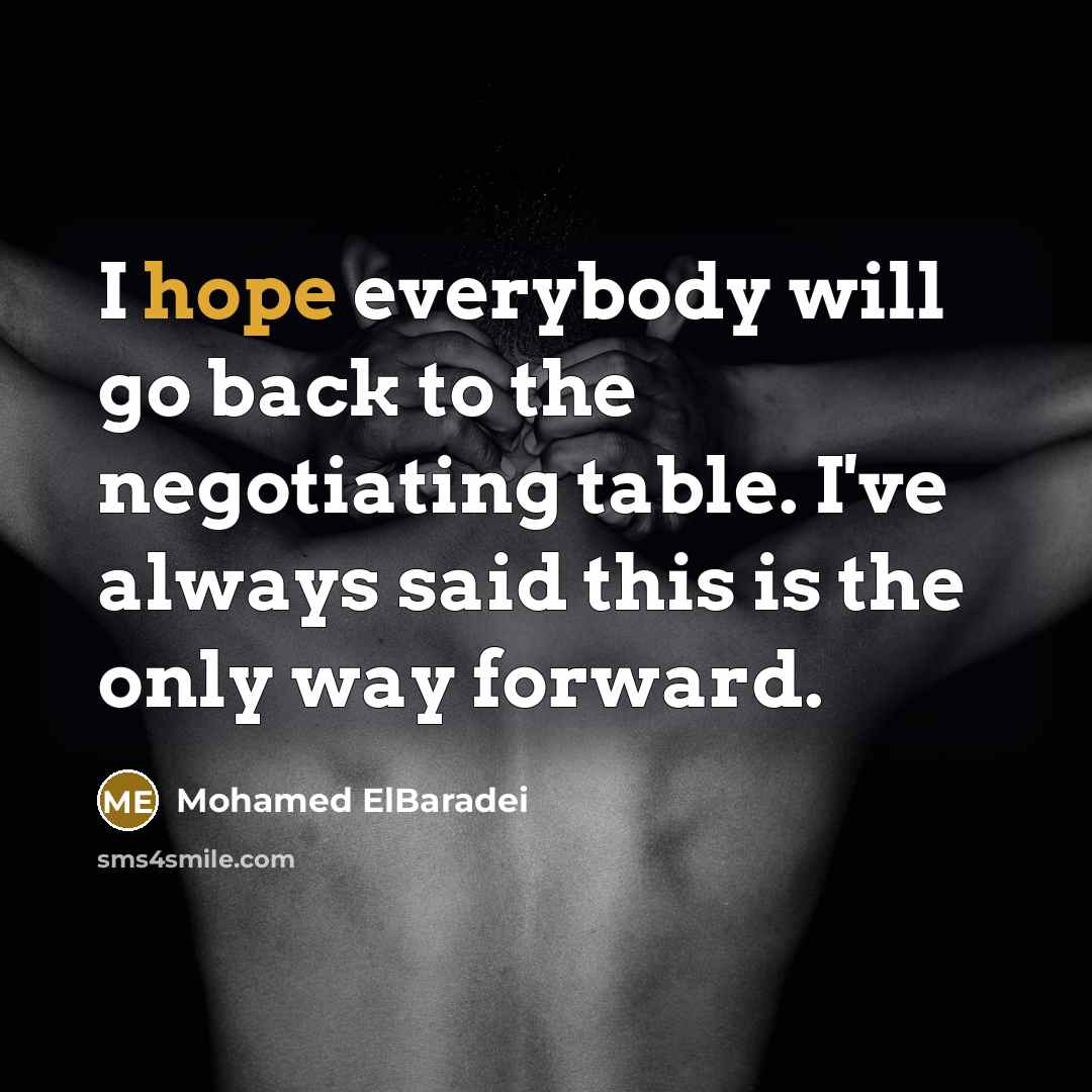 “I hope everybody will go back to the negotiating table.…” quote by Mohamed ElBaradei
