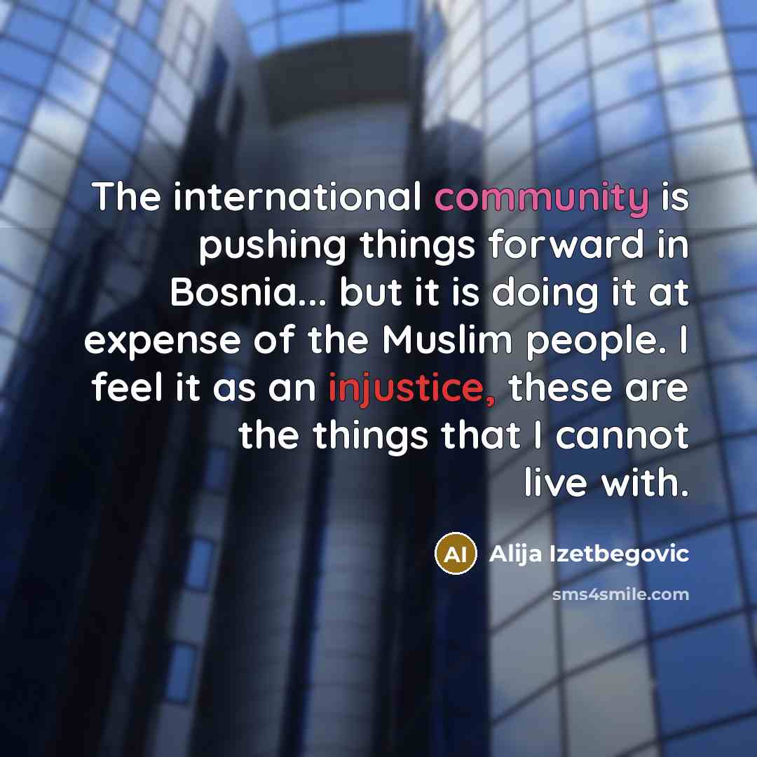 “The international community is pushing things forward in Bosnia... but…” quote by Alija Izetbegovic
