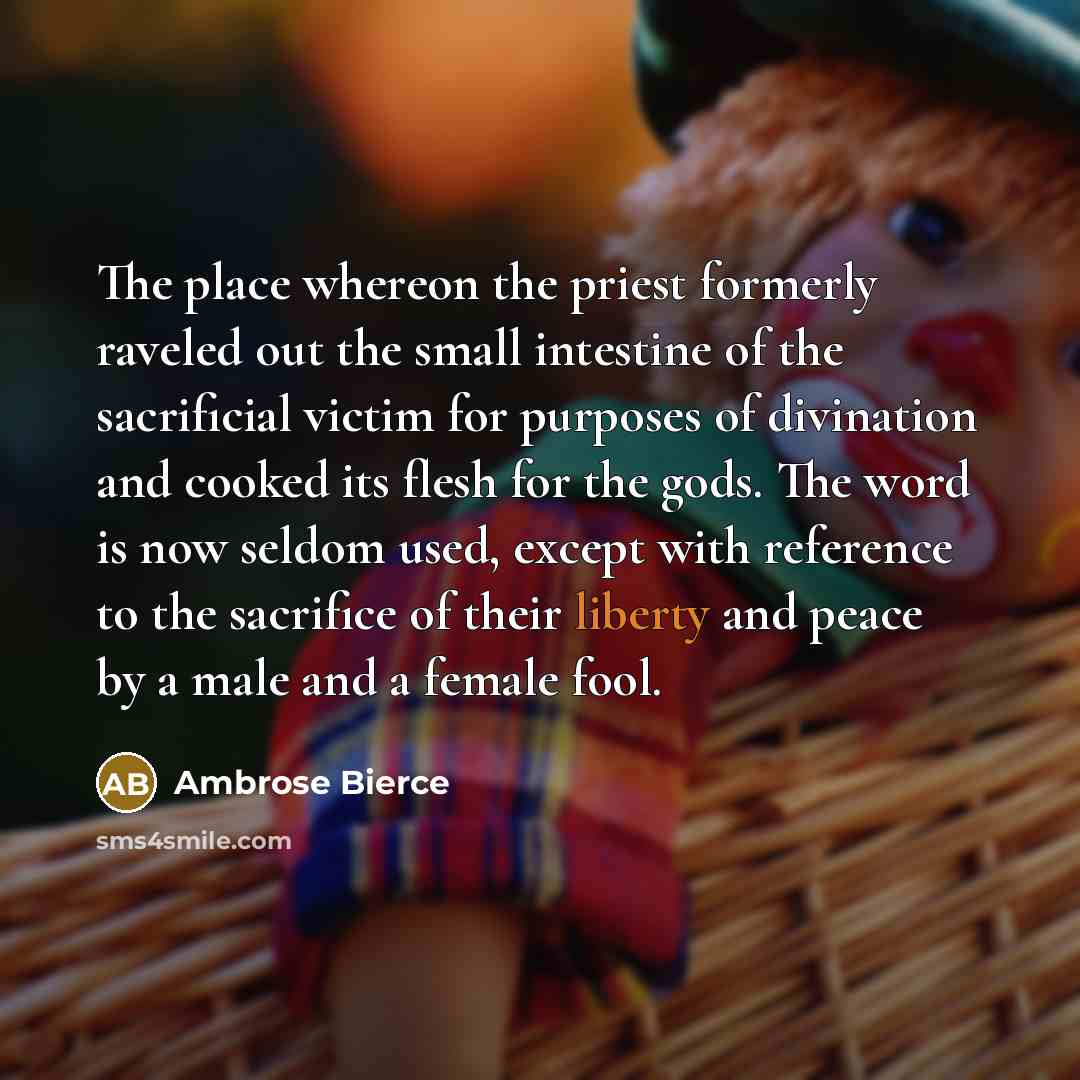 “The place whereon the priest formerly raveled out the small…” quote by Ambrose Bierce