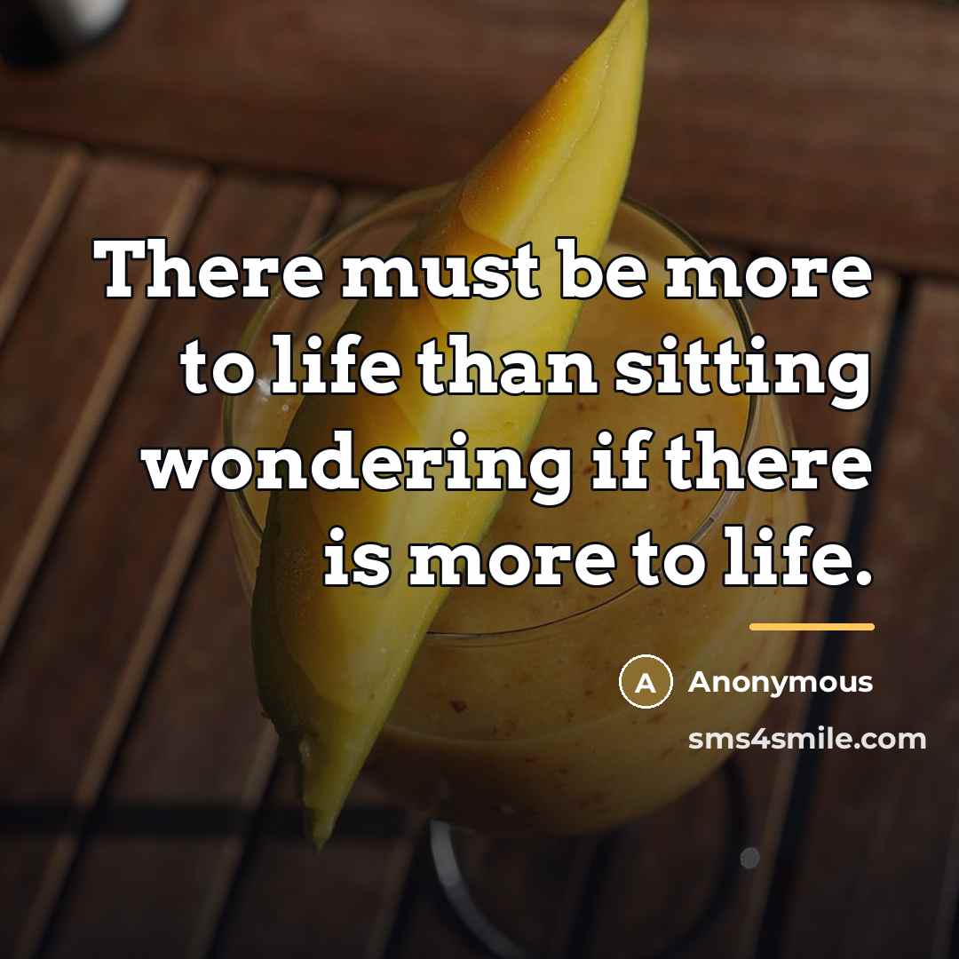 “There must be more to life than sitting wondering if…” quote by Anonymous