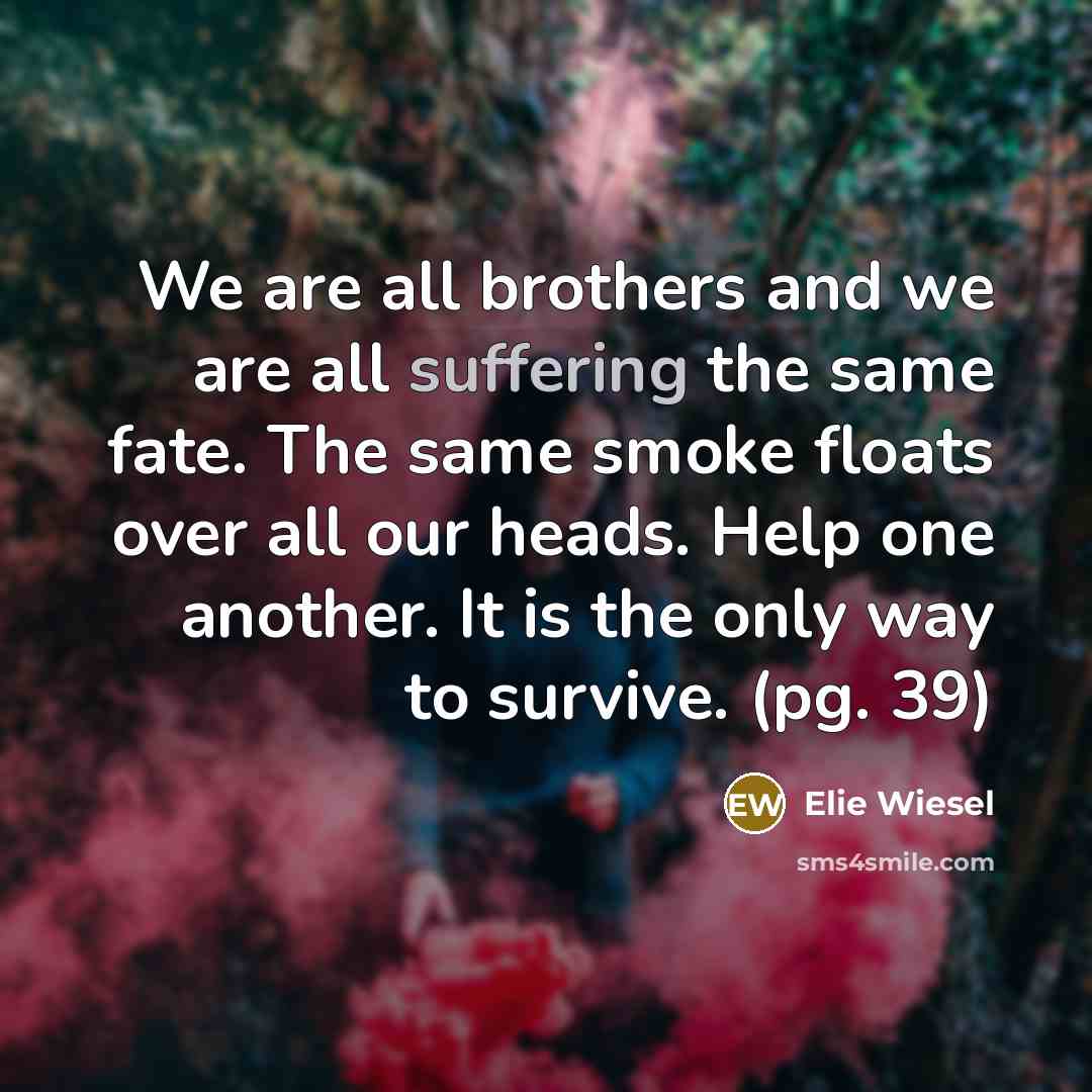 “We are all brothers and we are all suffering the…” quote by Elie Wiesel