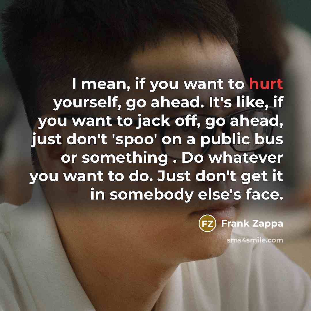 “I mean, if you want to hurt yourself, go ahead.…” quote by Frank Zappa