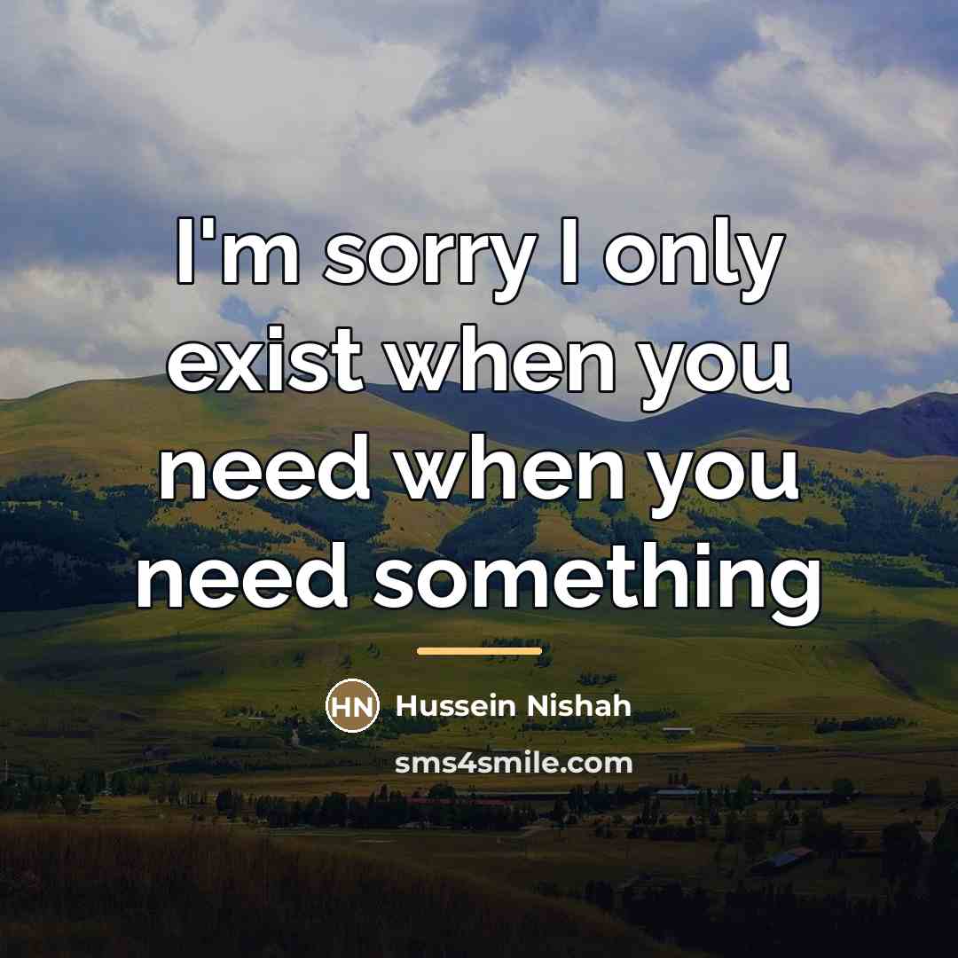 “I'm sorry I only exist when you need when you…” quote by Hussein Nishah