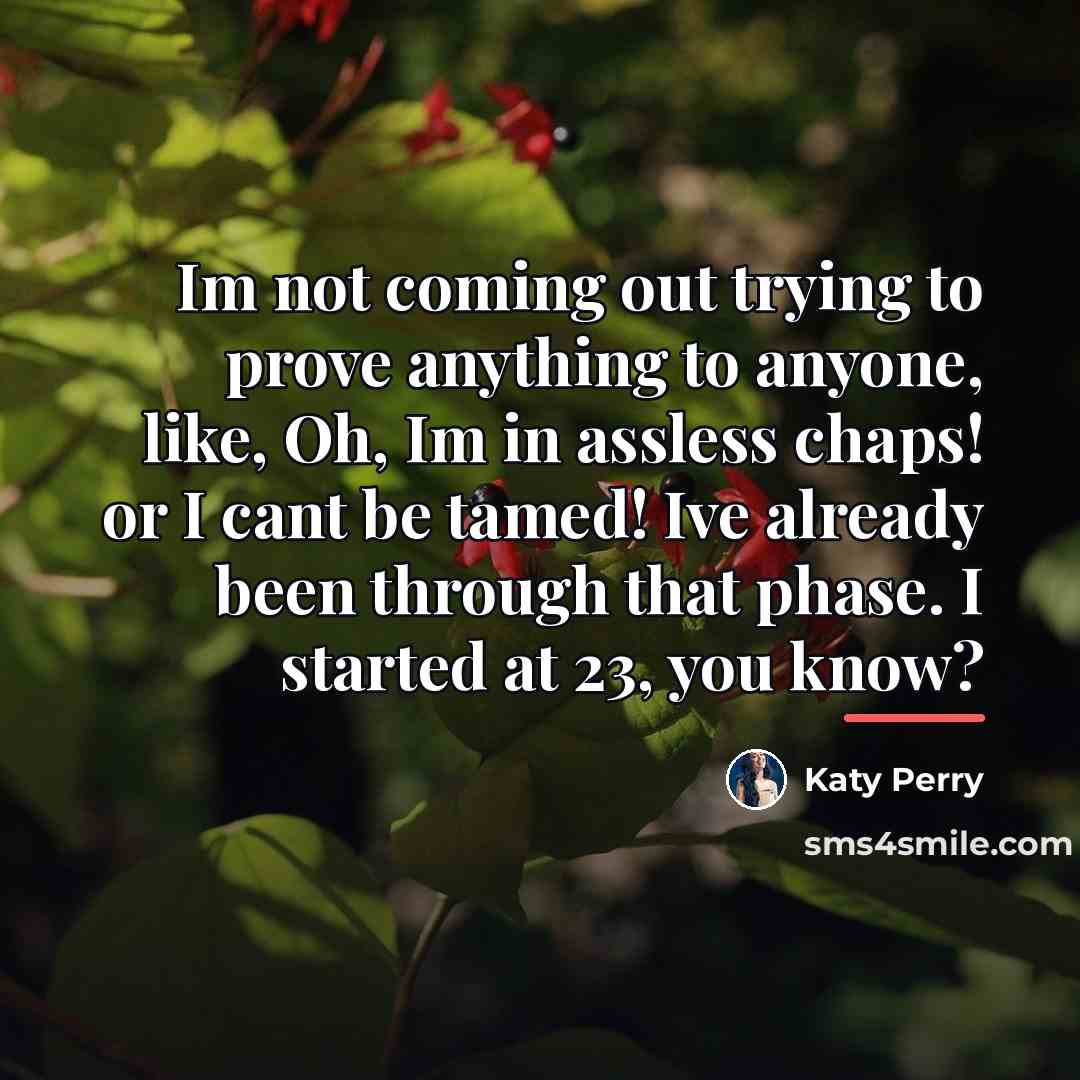 “Im not coming out trying to prove anything to anyone,…” quote by Katy Perry