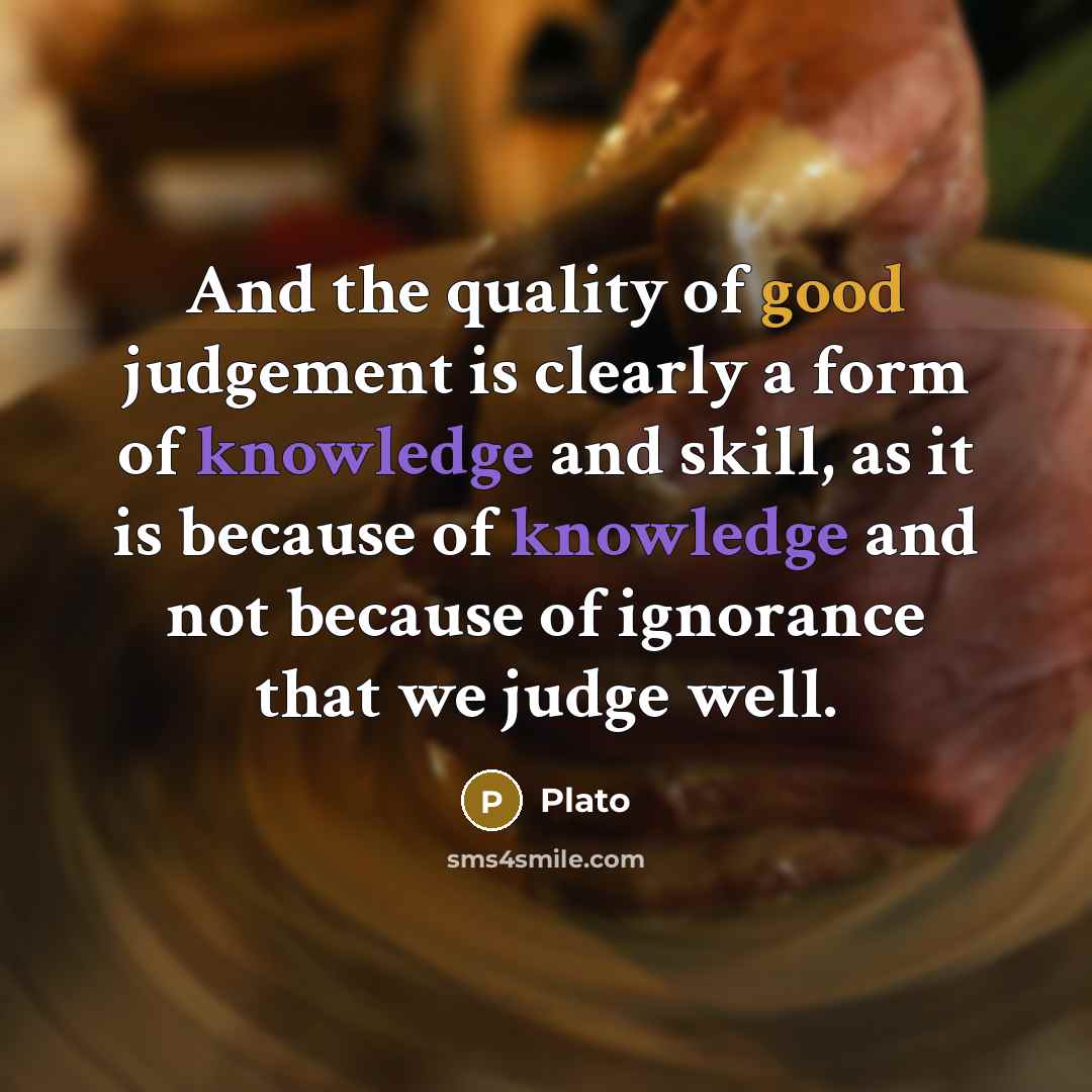 “And the quality of good judgement is clearly a form…” quote by Plato