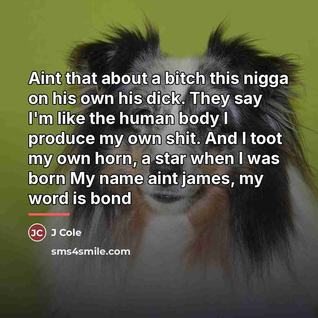 “Aint that about a bitch this nigga on his own…” quote by J Cole
