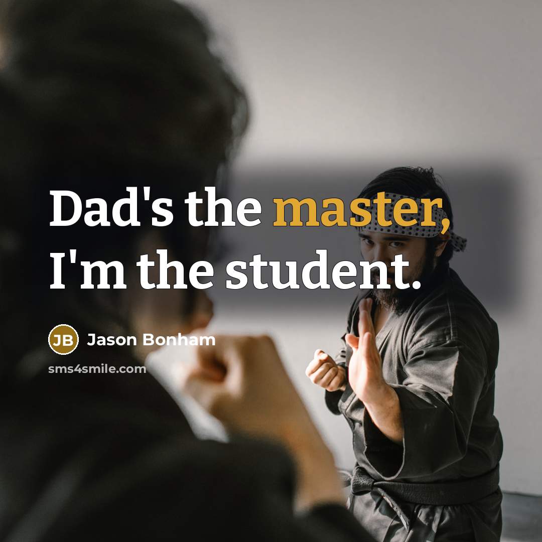 “Dad's the master, I'm the student.…” quote by Jason Bonham