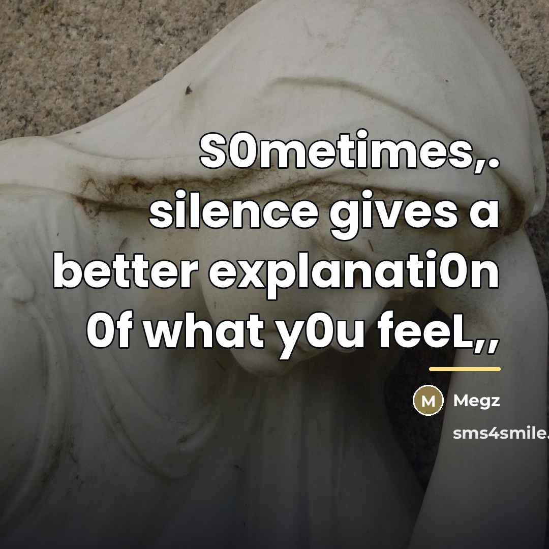 “S0metimes,. silence gives a better explanati0n 0f what y0u feeL,,…” quote by Megz