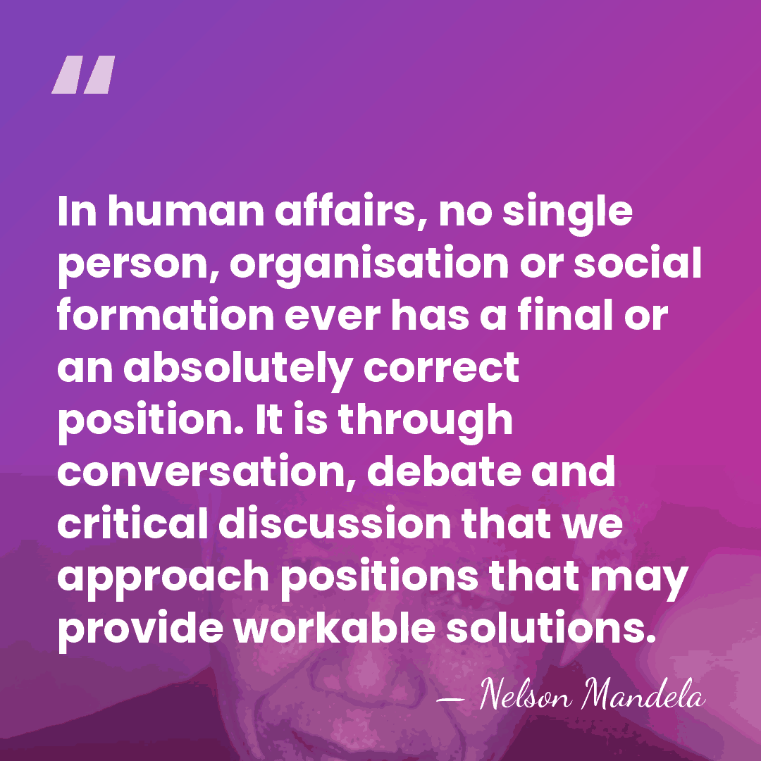 In human affairs, no single person, organisation or social formation ever has&hellip; - Nelson Mandela