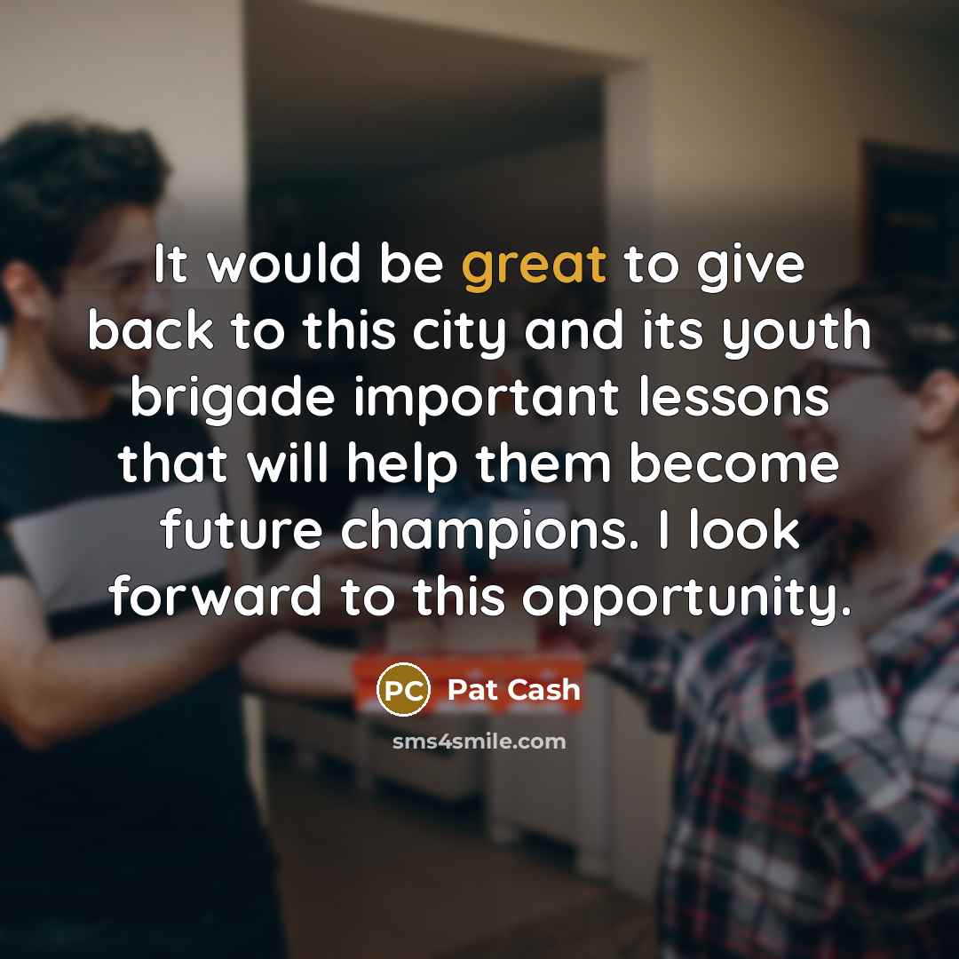 “It would be great to give back to this city…” quote by Pat Cash