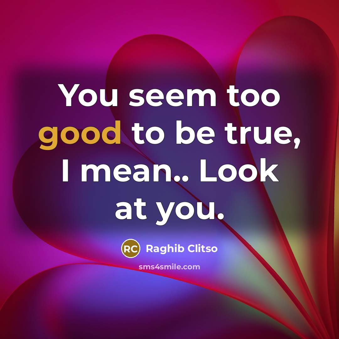 “You seem too good to be true, I mean.. Look…” quote by Raghib Clitso