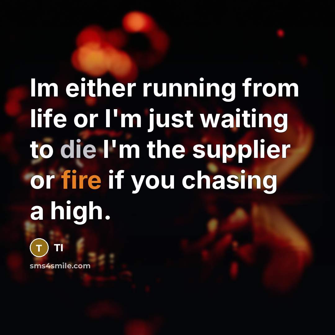 “Im either running from life or I'm just waiting to die I'm the supplier or fire if you chasing a high.” quote by TI