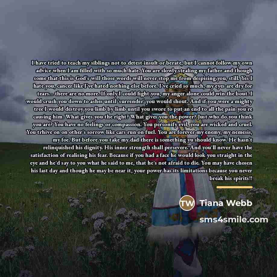 “I have tried to teach my siblings not to detest…” quote by Tiana Webb
