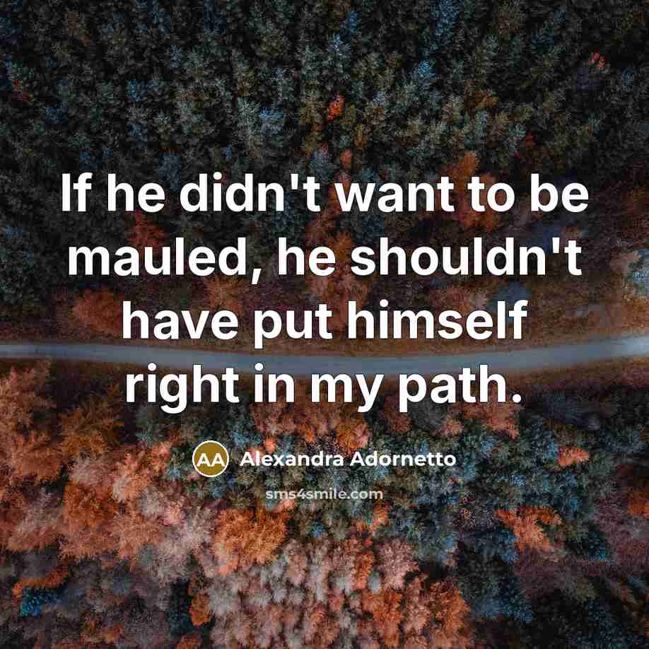 “If he didn't want to be mauled, he shouldn't have…” quote by Alexandra Adornetto