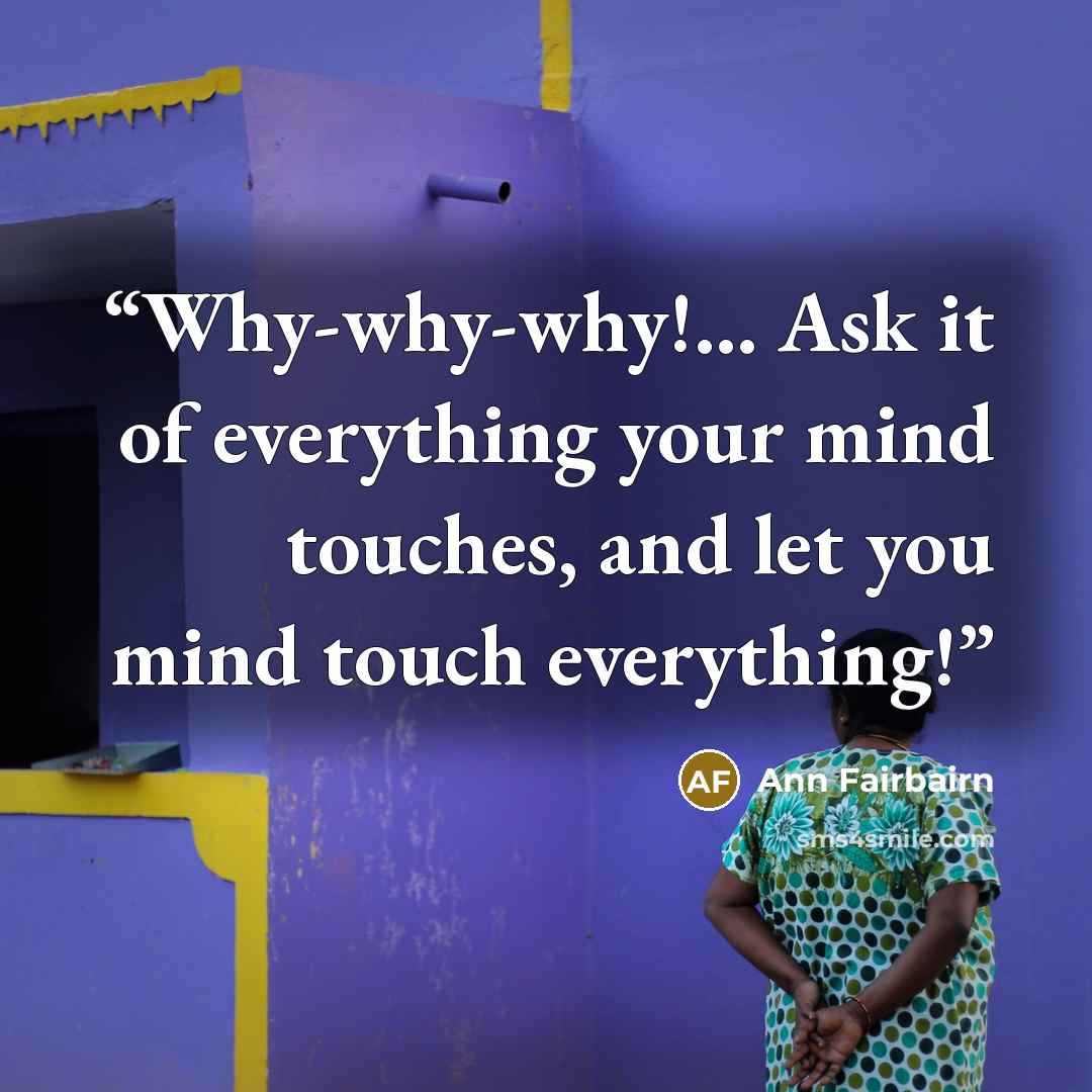 “Why-why-why!... Ask it of everything your mind touches, and let you mind touch everything!” quote by Ann Fairbairn