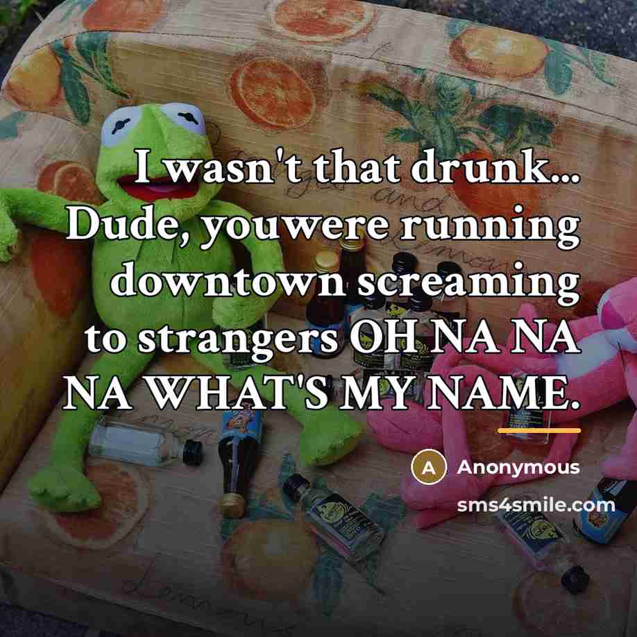 “I wasn't that drunk... Dude, youwere running downtown screaming to…” quote by Anonymous