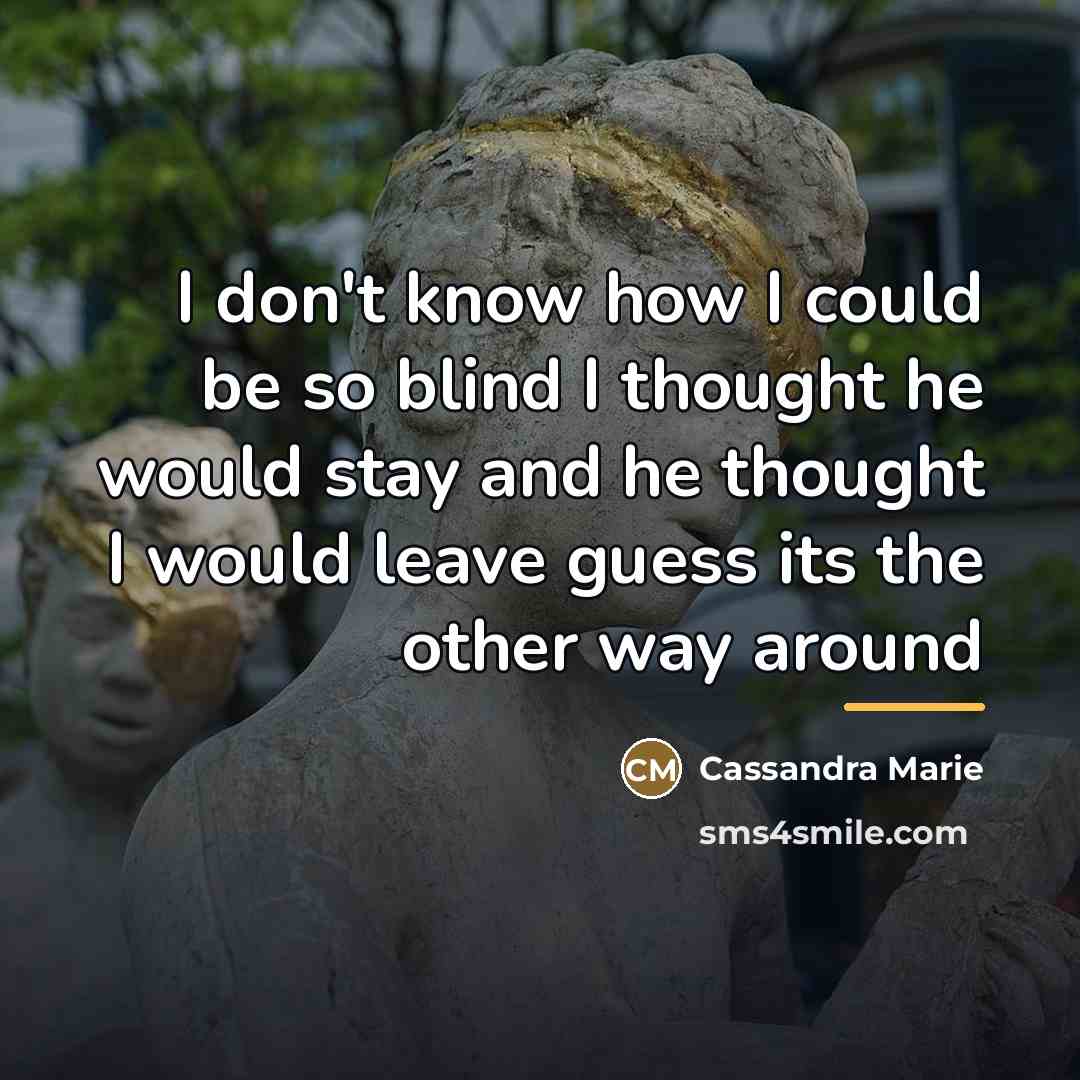 “I don't know how I could be so blind I…” quote by Cassandra Marie