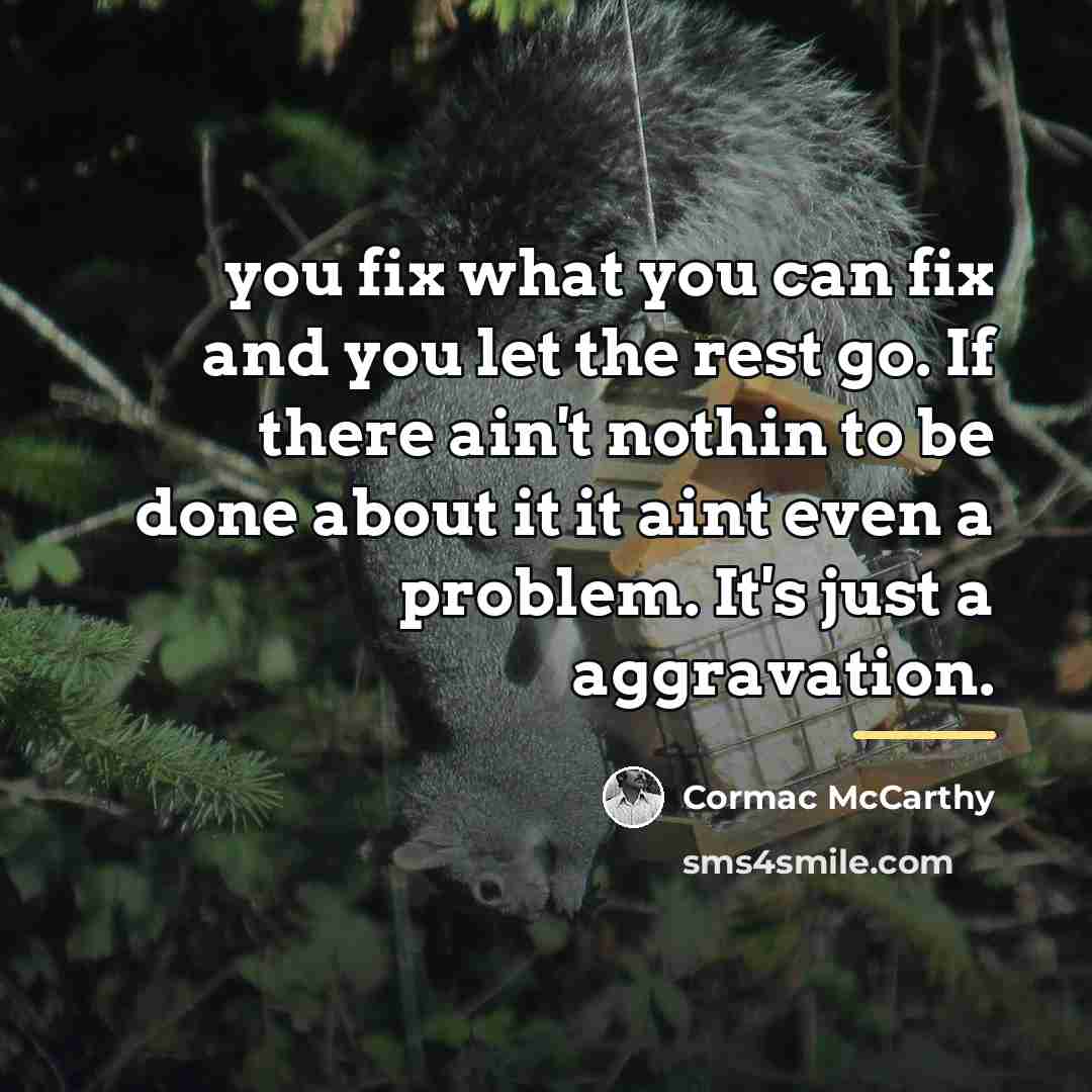 “you fix what you can fix and you let the…” quote by Cormac McCarthy