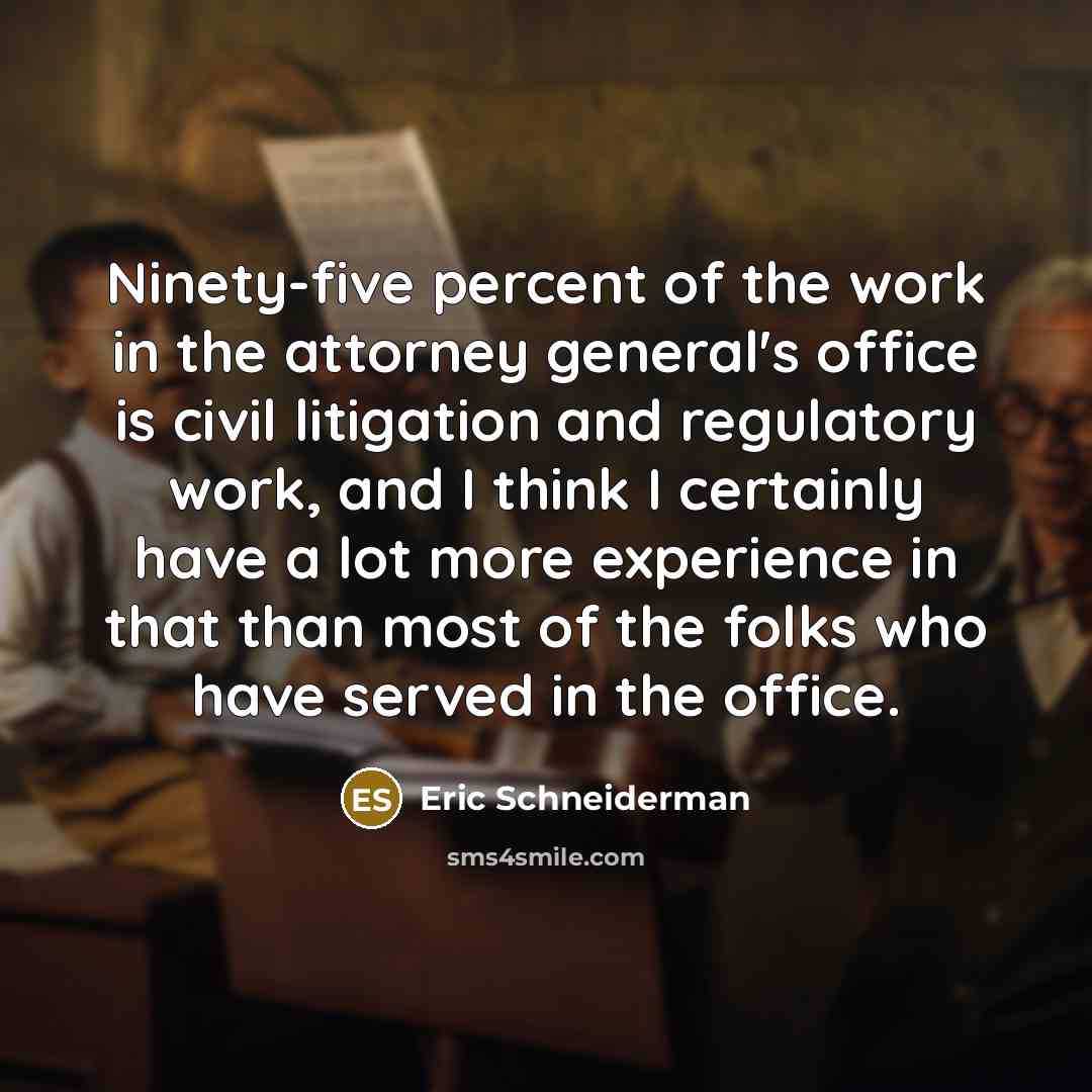 “Ninety-five percent of the work in the attorney general's office…” quote by Eric Schneiderman