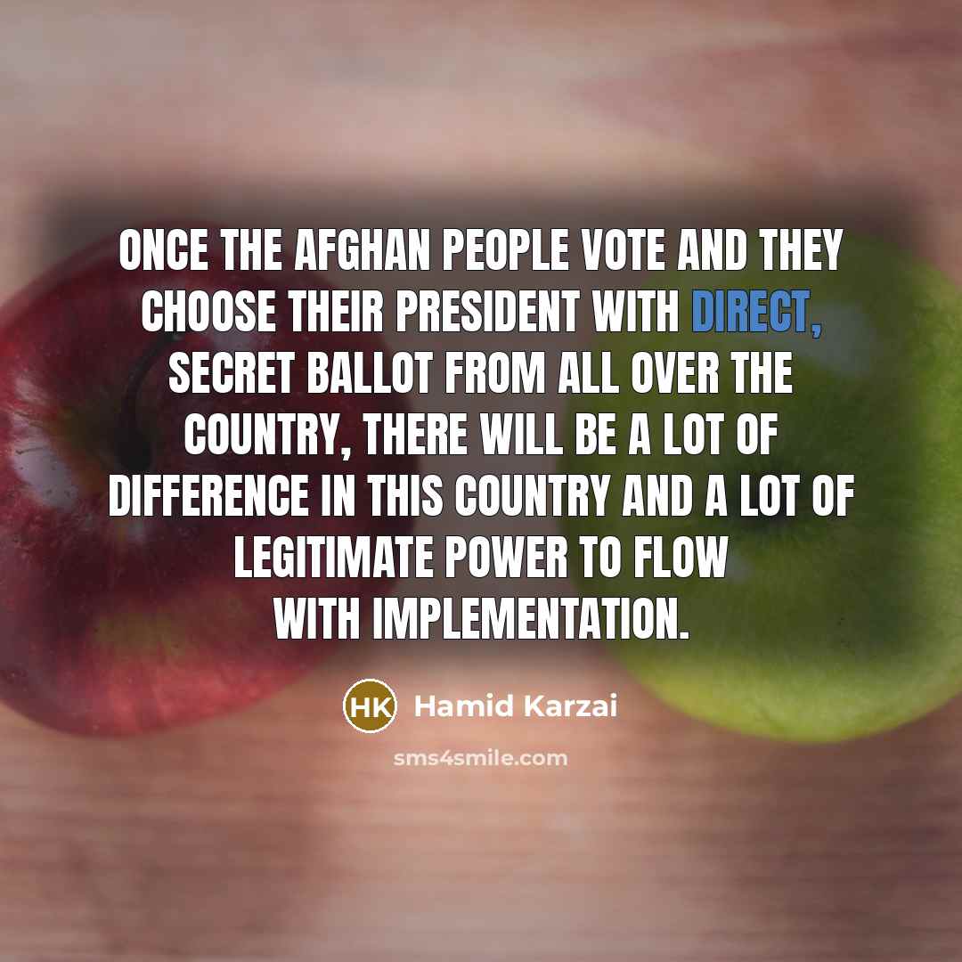 “Once the Afghan people vote and they choose their President…” quote by Hamid Karzai
