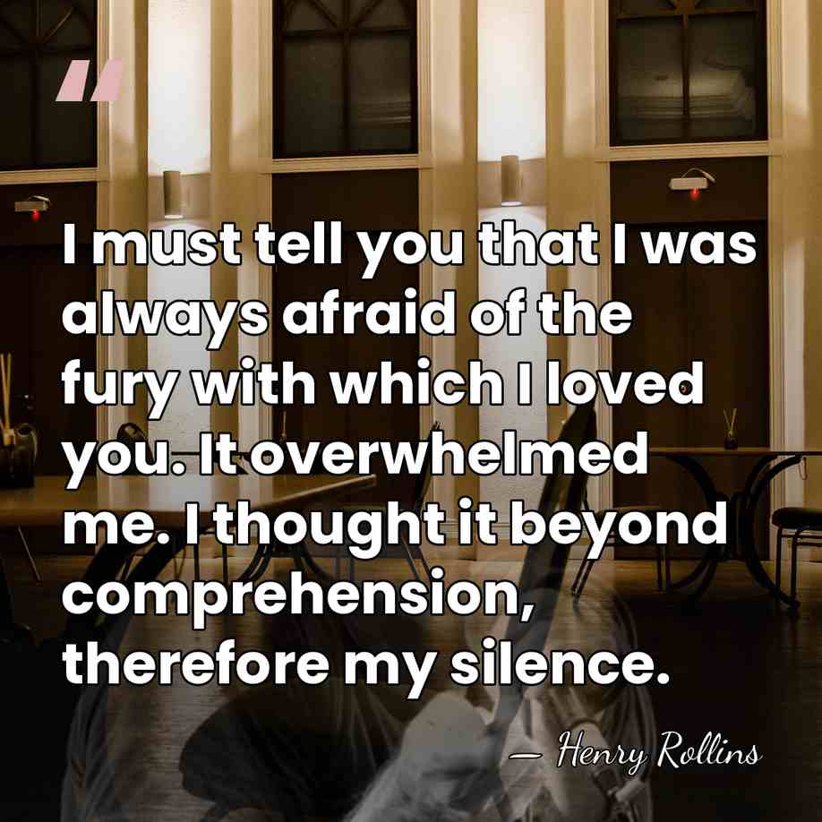 I must tell you that I was always afraid of the fury&hellip; - Henry Rollins