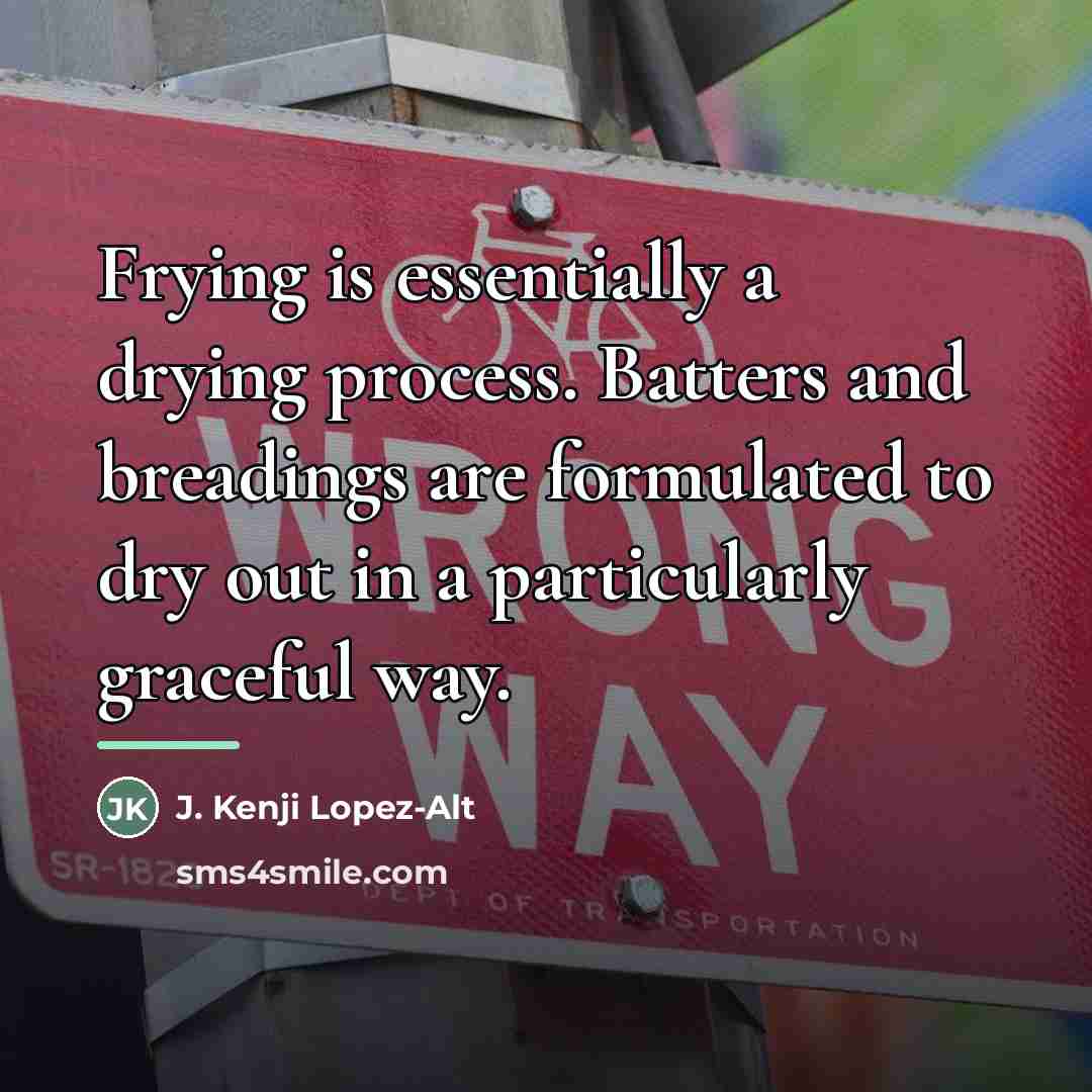 “Frying is essentially a drying process. Batters and breadings are…” quote by J. Kenji Lopez-Alt