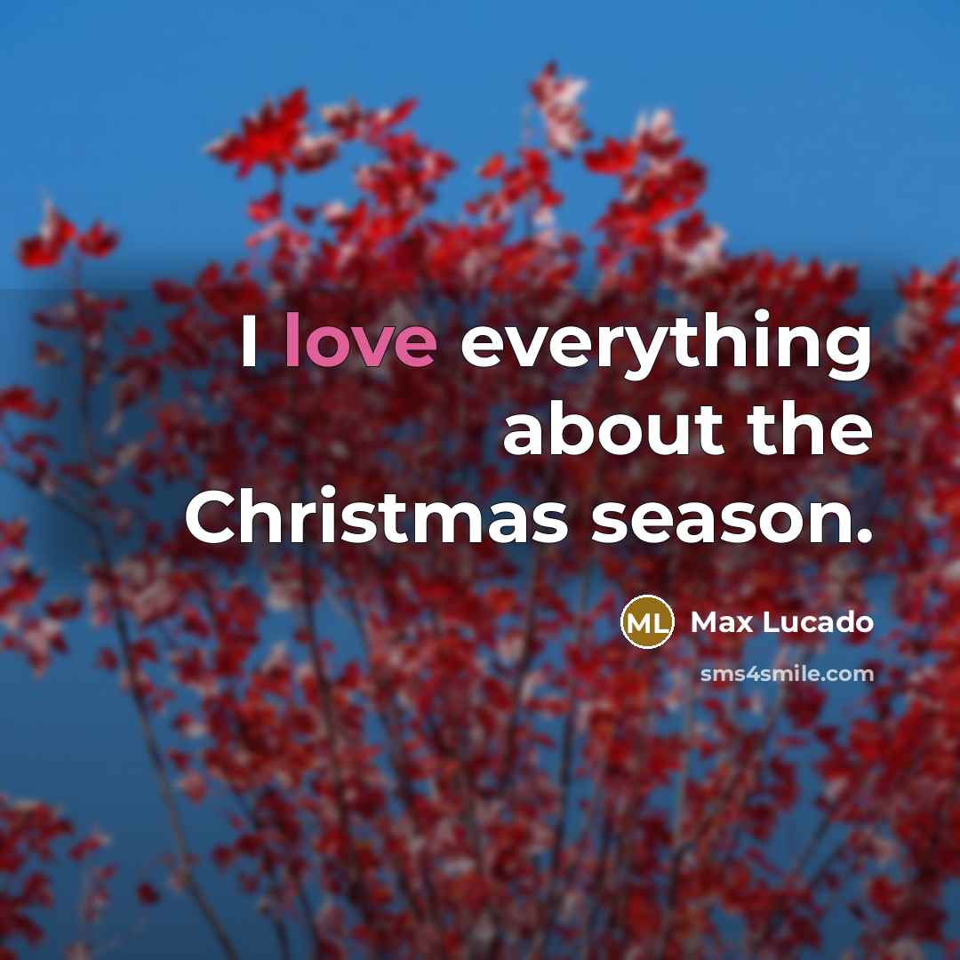 “I love everything about the Christmas season.…” quote by Max Lucado