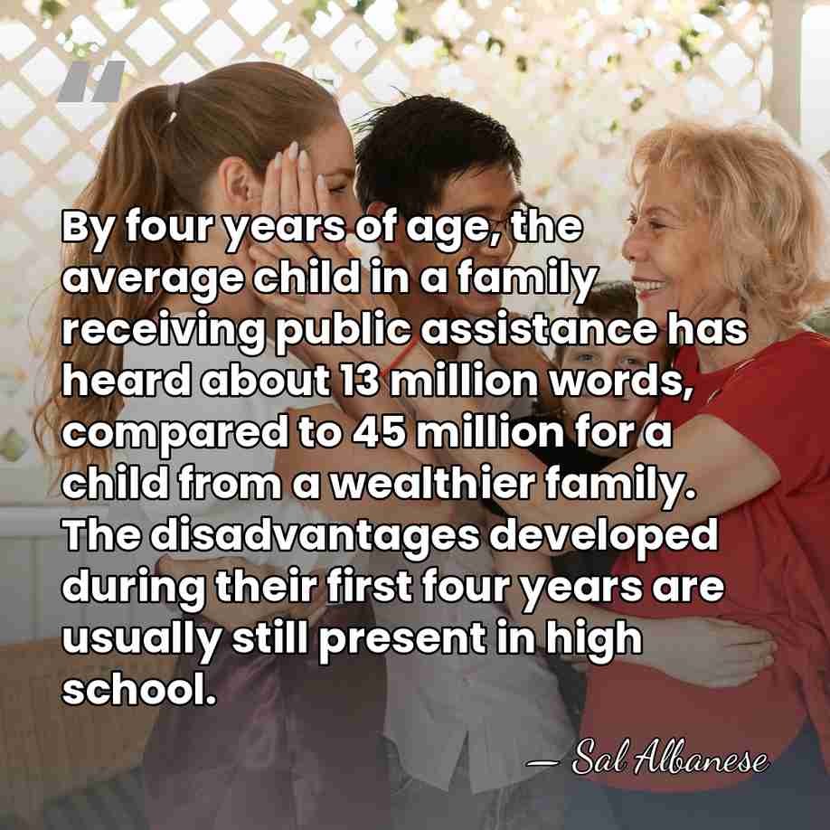 By four years of age, the average child in a family receiving&hellip; - Sal Albanese
