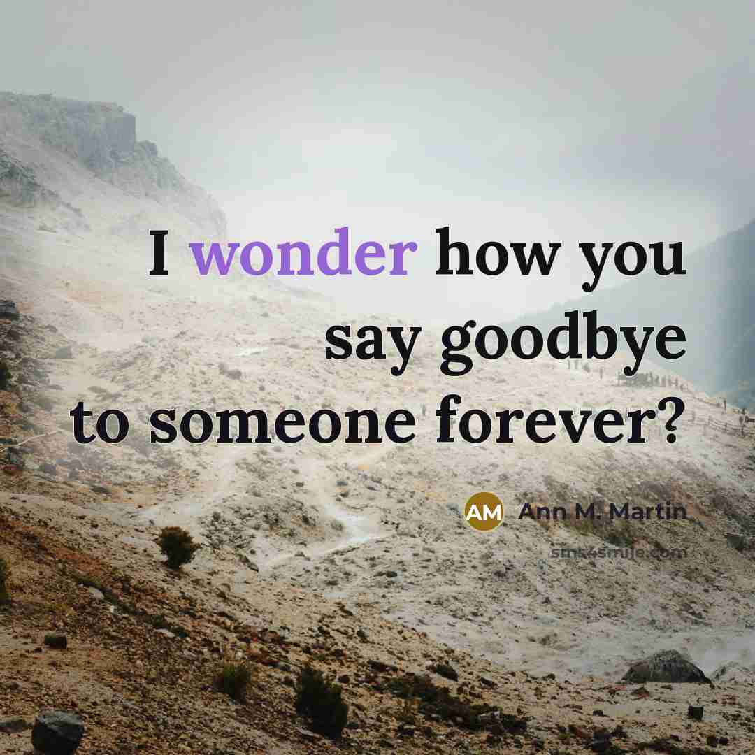“I wonder how you say goodbye to someone forever?…” quote by Ann M. Martin
