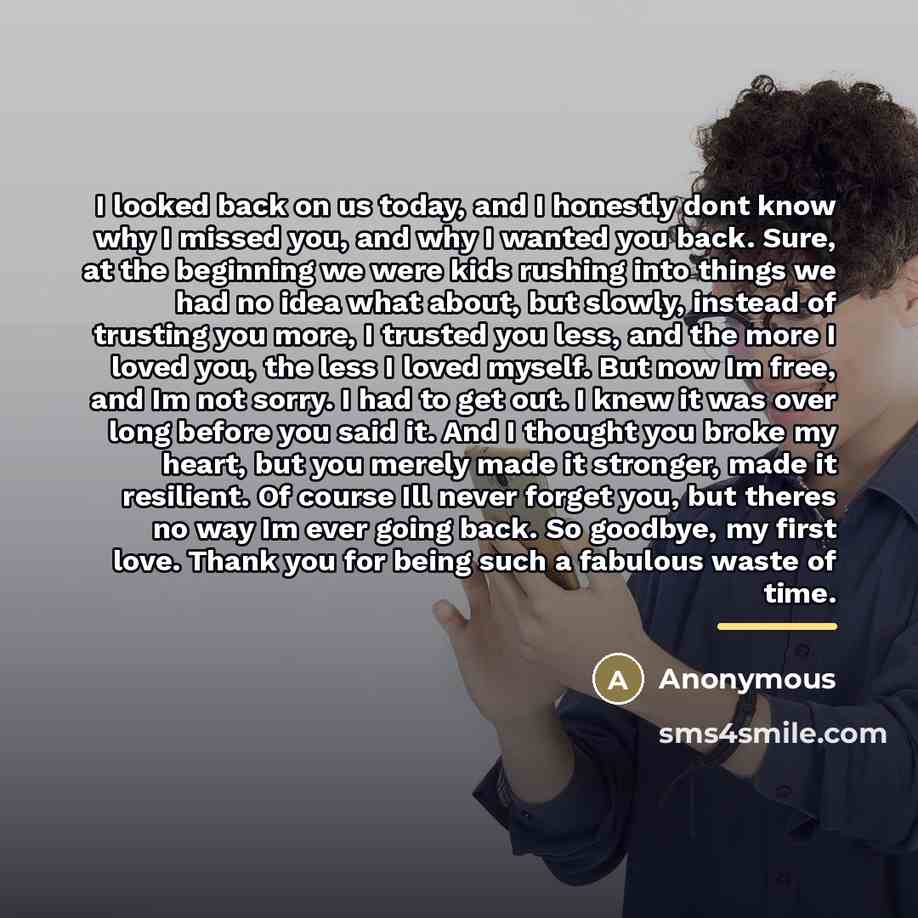 “I looked back on us today, and I honestly dont…” quote by Anonymous