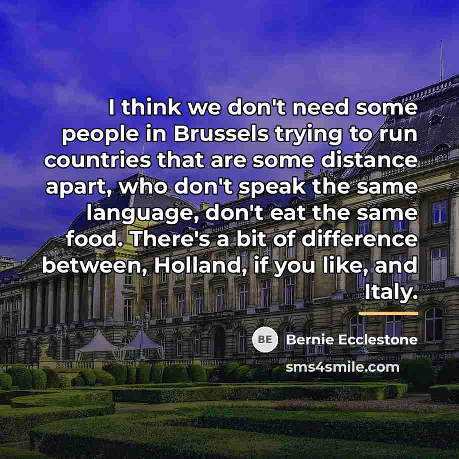 “I think we don't need some people in Brussels trying…” quote by Bernie Ecclestone